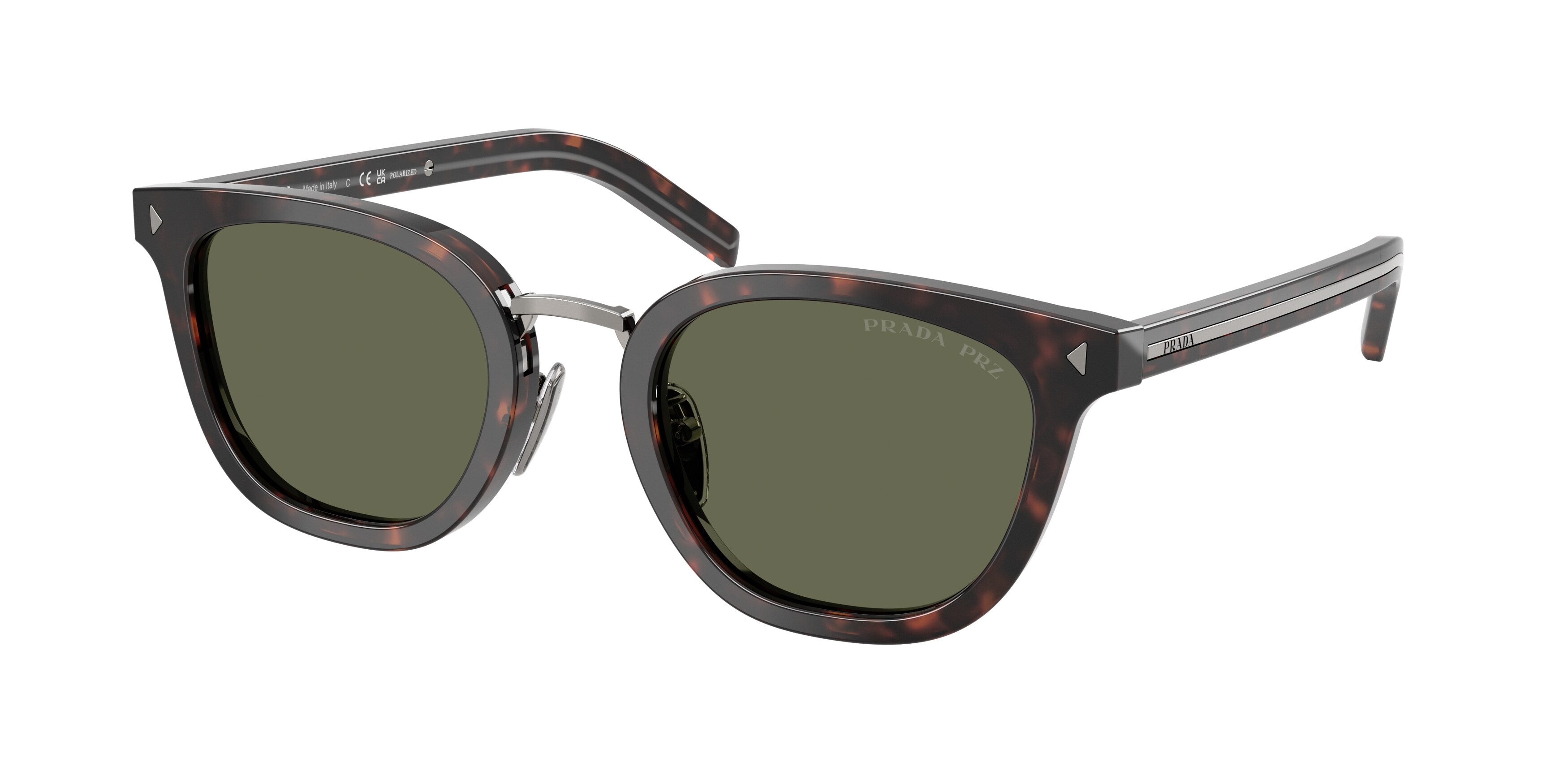 Prada Uomo Prada PR C01SD 17N03R Occhiali da sole Acetato Tartaruga Verde Cat Eye Polarizzata