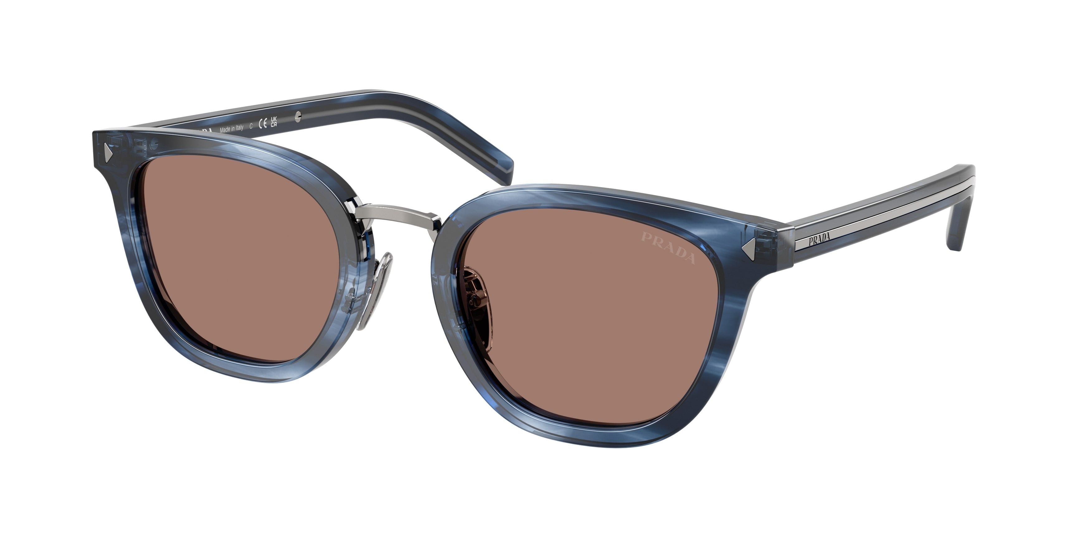 Prada Uomo Prada PR C01SD 26F05D Occhiali da sole Acetato Blu Marrone Cat Eye Normale Prada Uomo Prada PR C01SD 26F05D Occhiali da sole Acetato Blu Marrone Cat Eye Normale