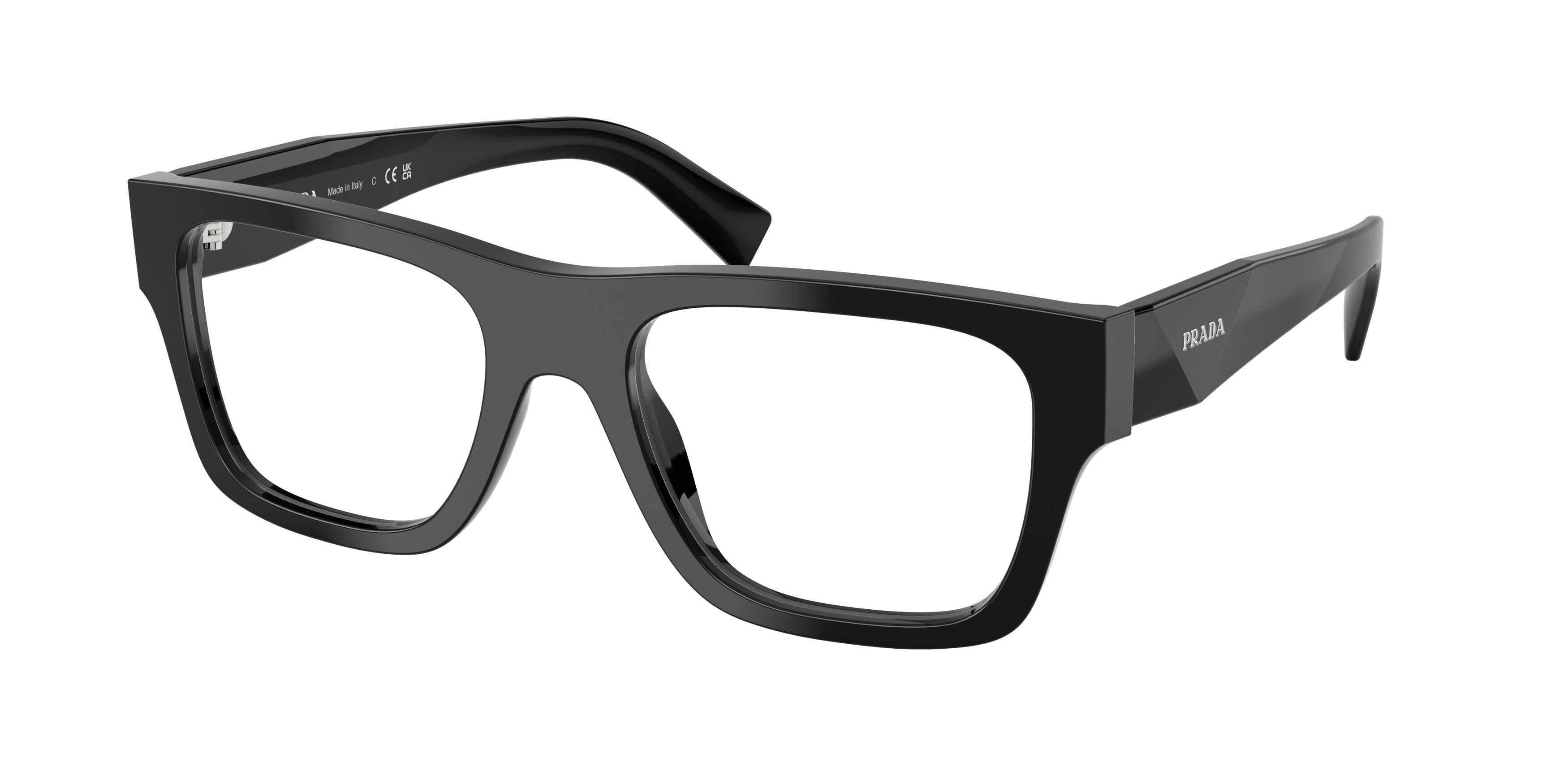 Prada Uomo Prada PR C01V 16K1O1 Montature da vista Acetato Nero Pillow Normale Prada Uomo Prada PR C01V 16K1O1 Montature da vista Acetato Nero Pillow Normale