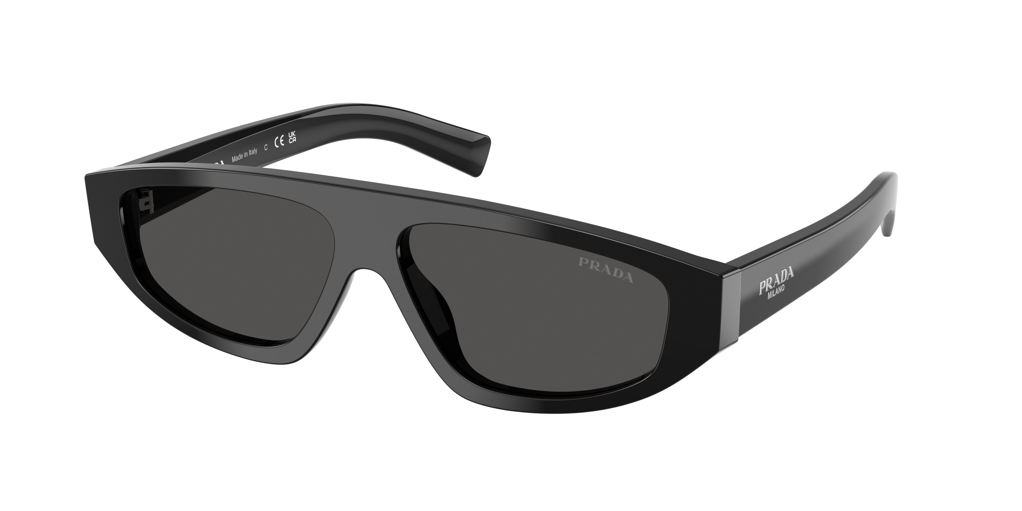 Prada Uomo Prada PR C02S 16K08Z Occhiali da sole Acetato Nero Grigio Geometrica Normale Prada Uomo Prada PR C02S 16K08Z Occhiali da sole Acetato Nero Grigio Geometrica Normale