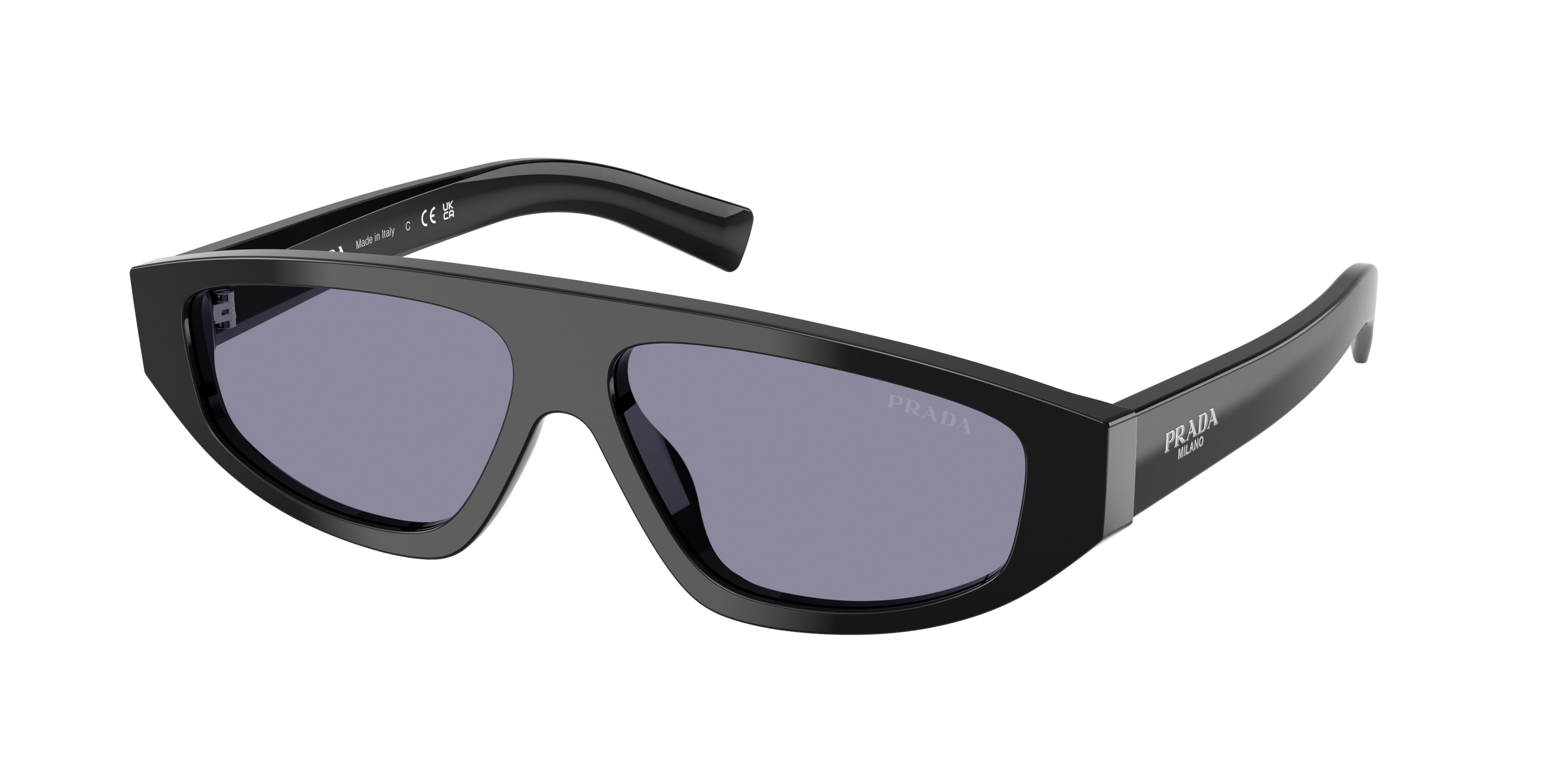 Prada Uomo Prada PR C02S 16K50B Occhiali da sole Acetato Nero Viola Geometrica Normale