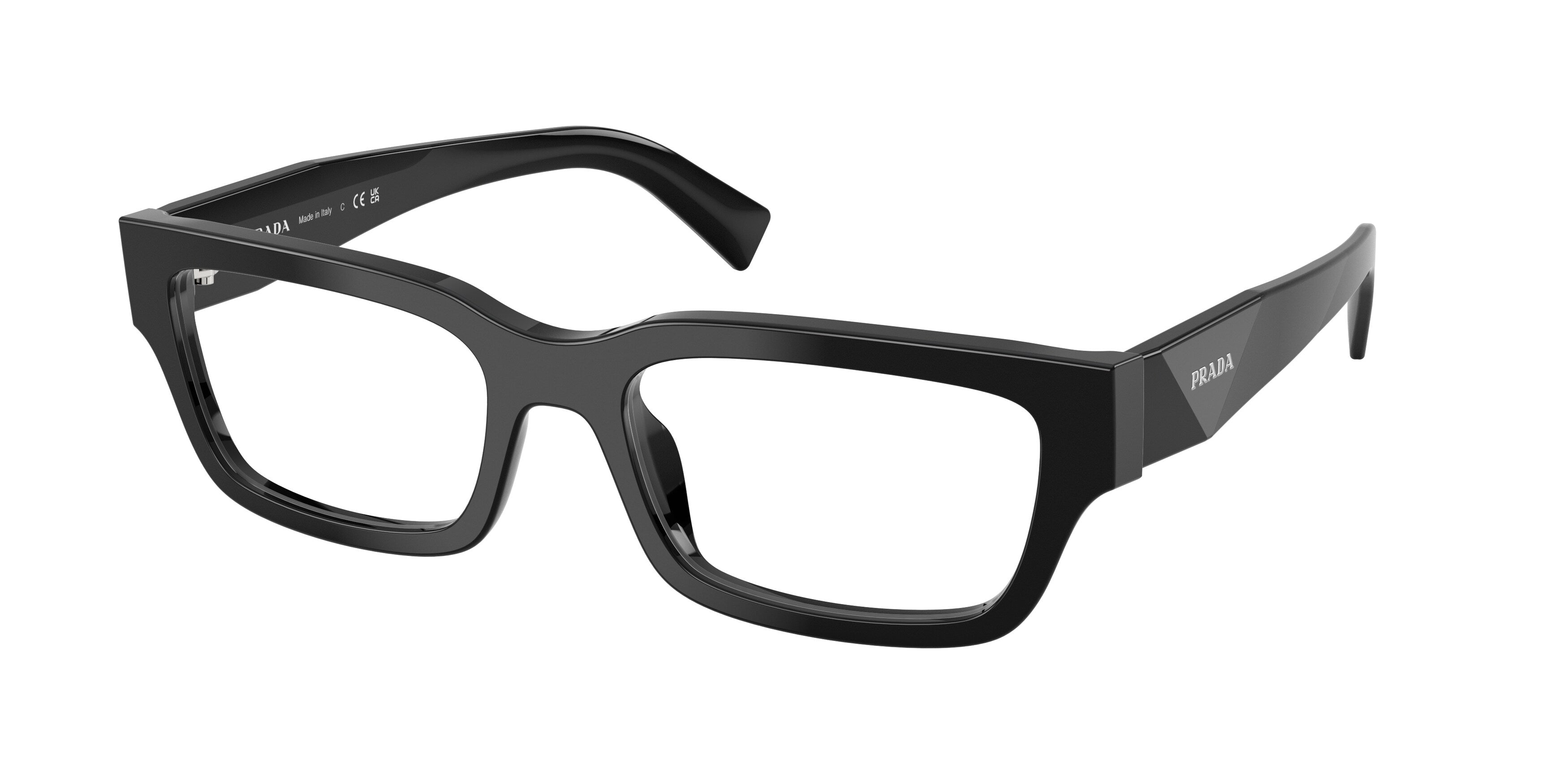 Prada Uomo Prada PR C02V 16K1O1 Montature da vista Acetato Nero Pillow Normale Prada Uomo Prada PR C02V 16K1O1 Montature da vista Acetato Nero Pillow Normale