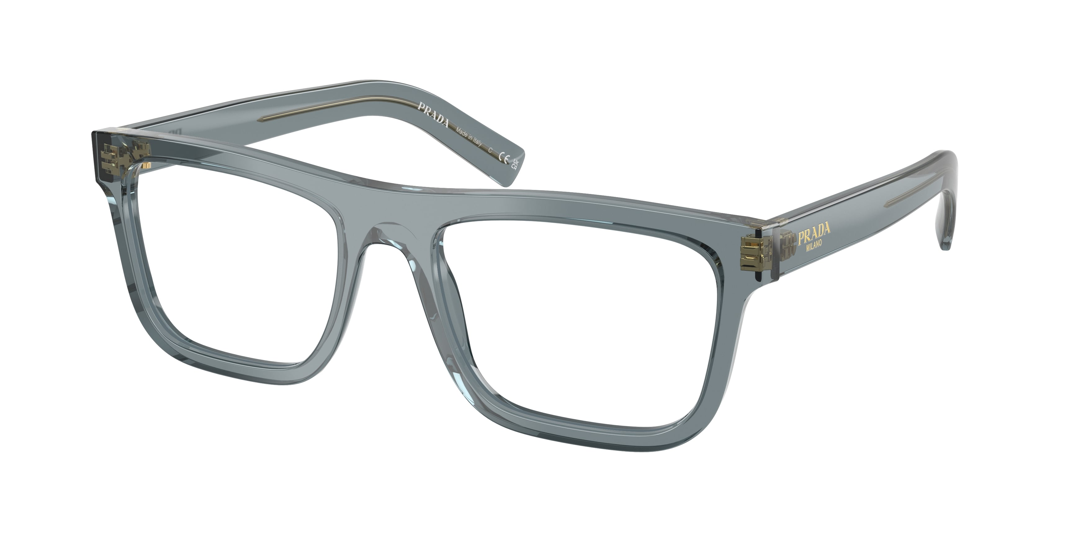 Prada Uomo Prada PR C03V 17T1O1 Montature da vista Acetato Blu Pillow Normale