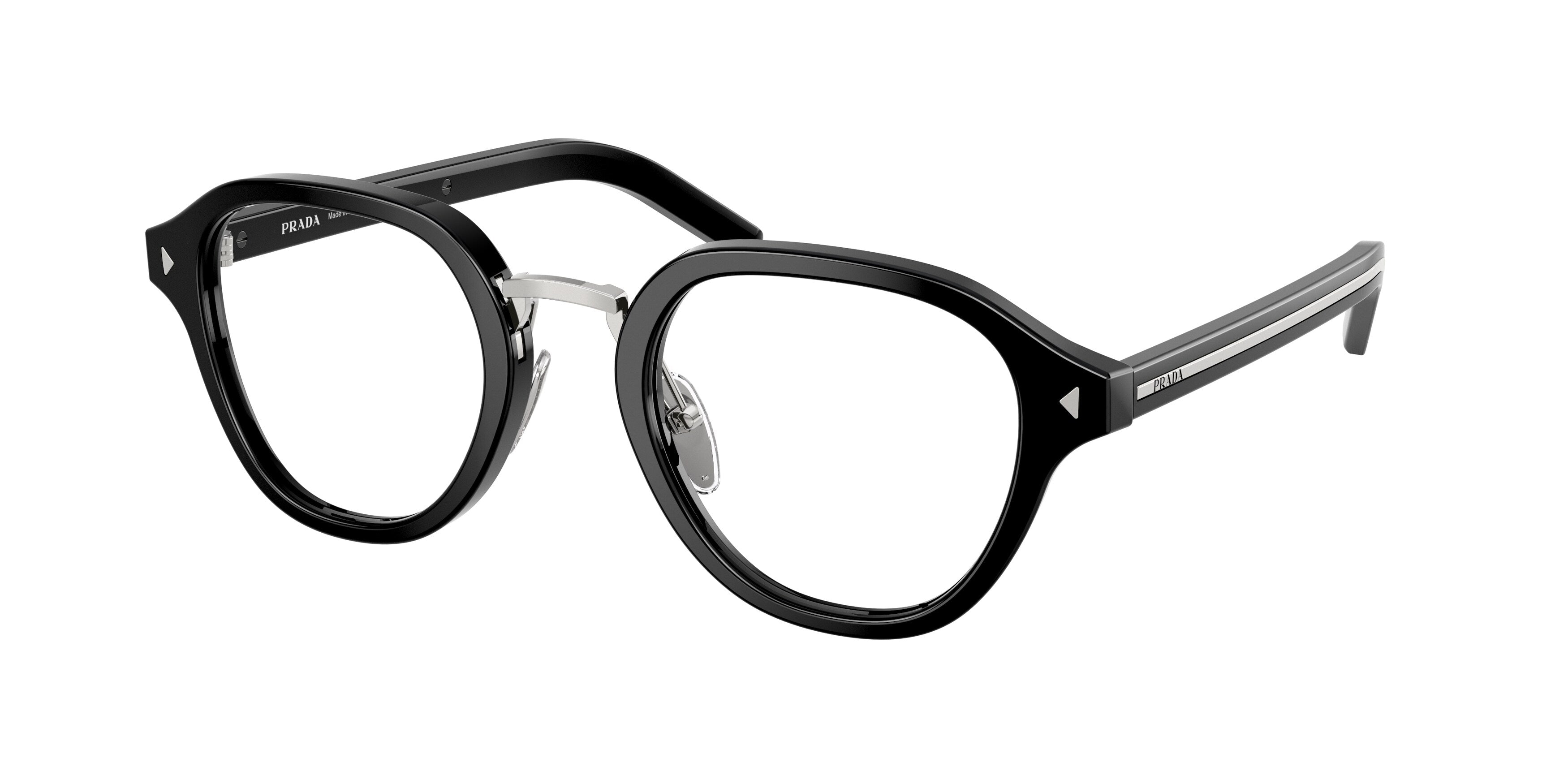Prada Uomo Prada PR C05V 16K1O1 Montature da vista Acetato Nero Pantos Normale
