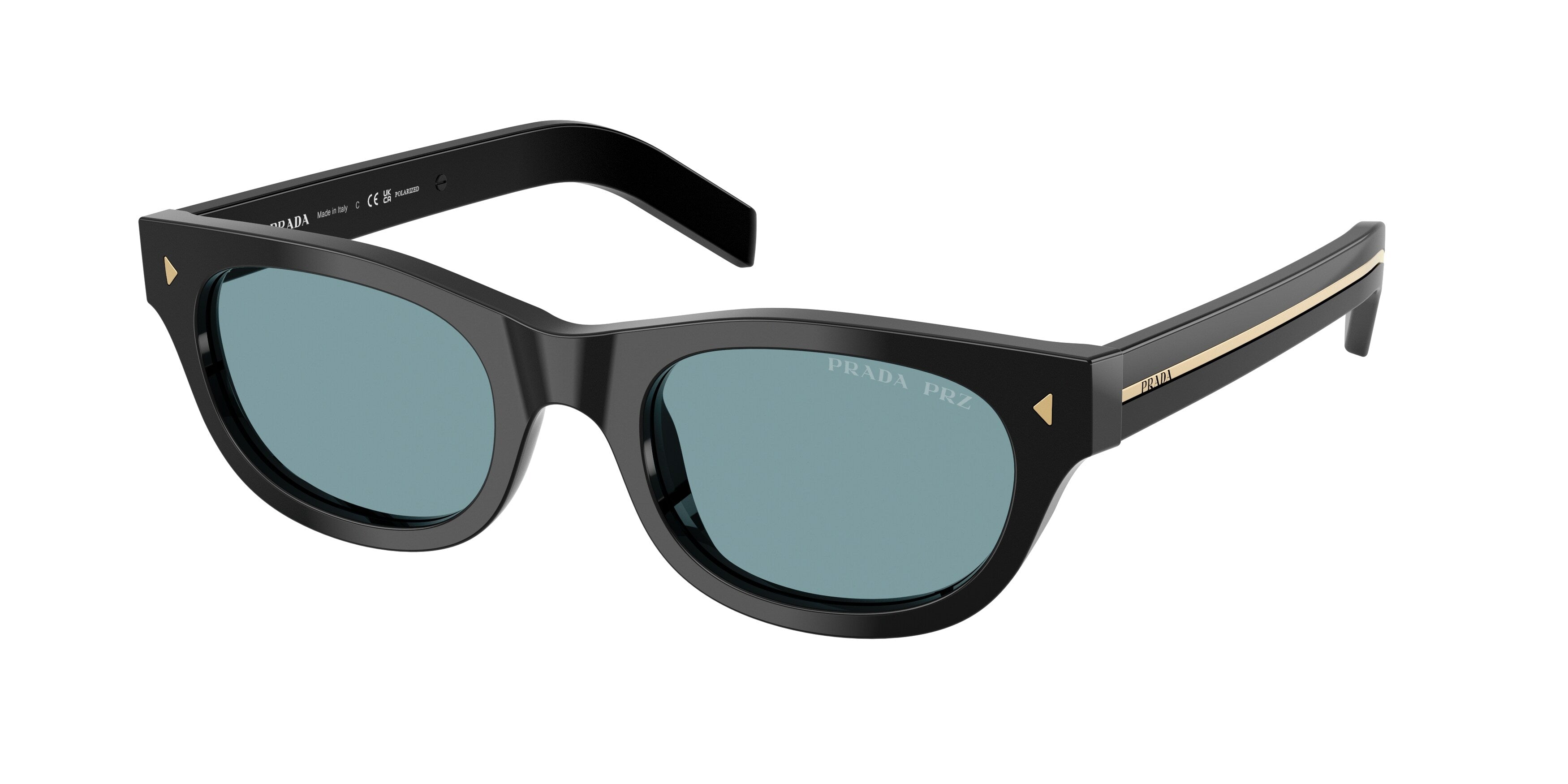 Prada Uomo Prada PR C09S 16K04D Occhiali da sole Acetato Nero Verde Cat Eye Polarizzata
