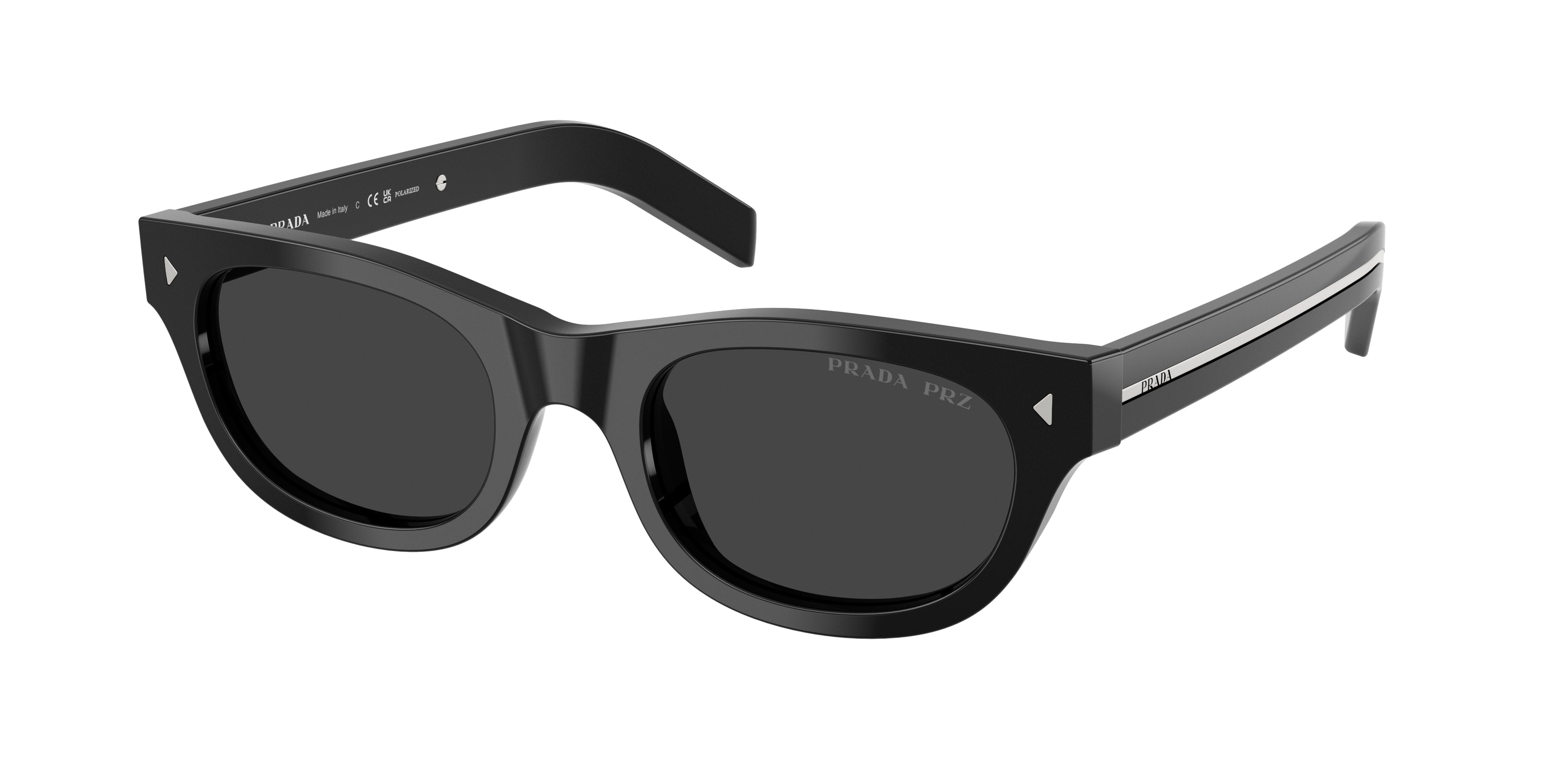 Prada Uomo Prada PR C09S 16K08G Occhiali da sole Acetato Nero Grigio Cat Eye Polarizzata