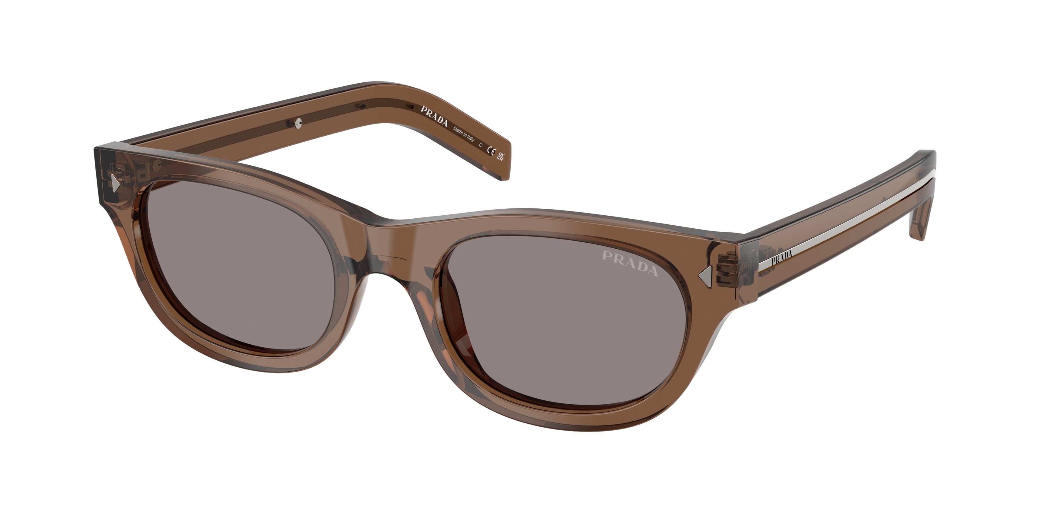 Prada Uomo Prada PR C09S 28I03D Occhiali da sole Acetato Marrone Grigio Cat Eye Normale