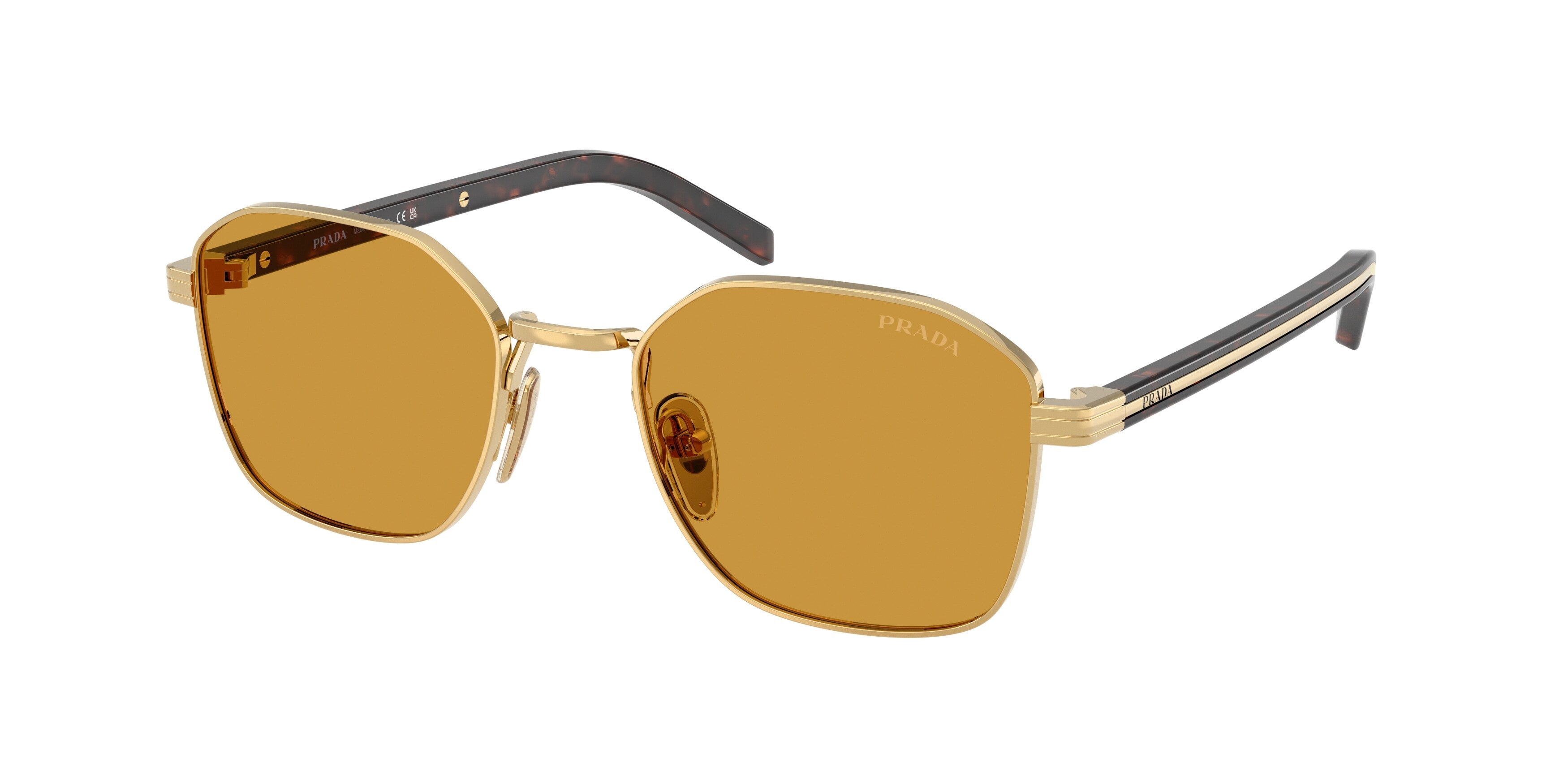 Prada Uomo Prada PR C50S 5AK50P Occhiali da sole Acciaio Oro Squadrata Normale Prada Uomo Prada PR C50S 5AK50P Occhiali da sole Acciaio Oro Squadrata Normale