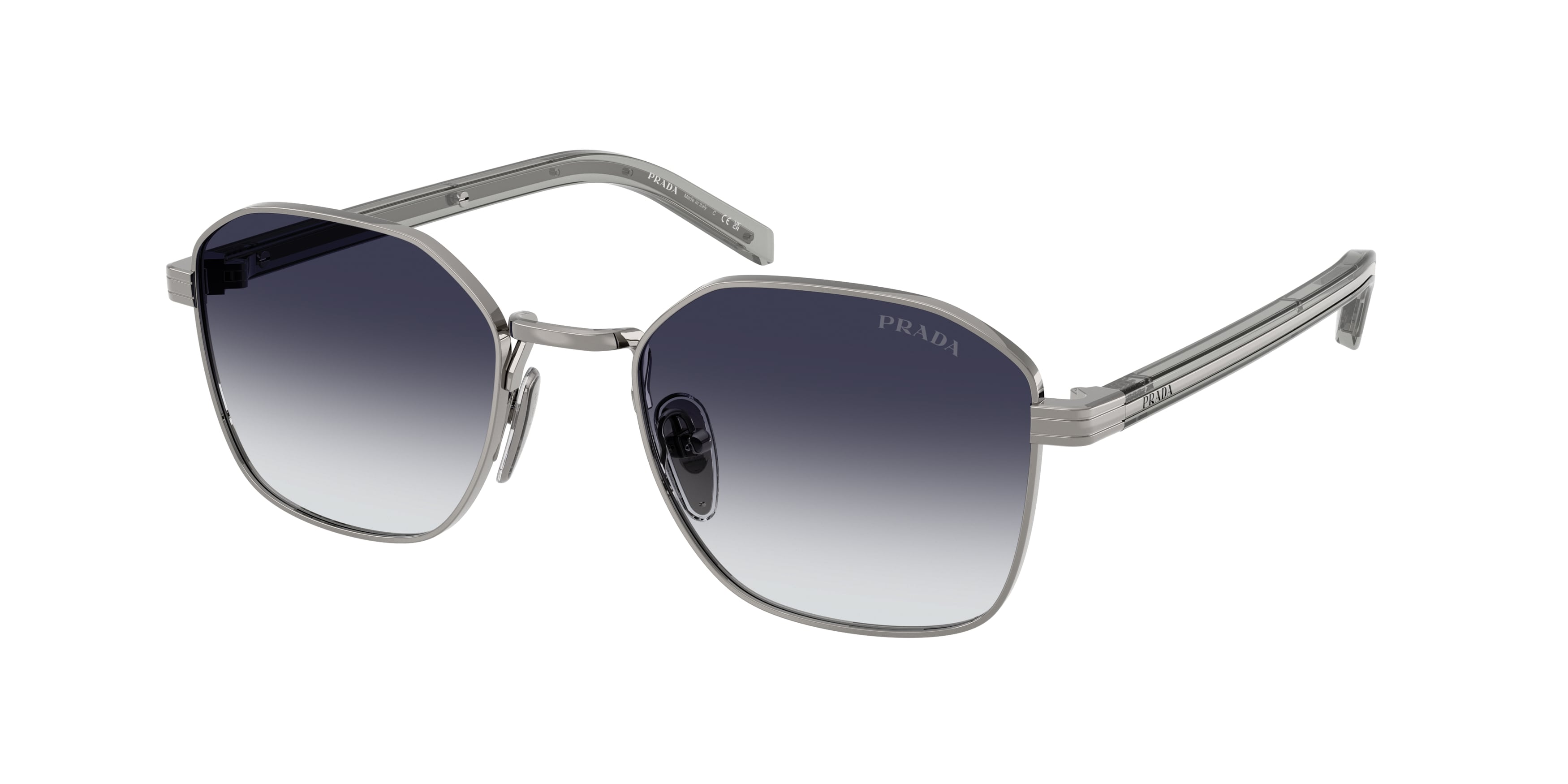 Prada Uomo Prada PR C50S 5AV90S Occhiali da sole Acciaio Grigio Grigio Squadrata Normale Sfumato