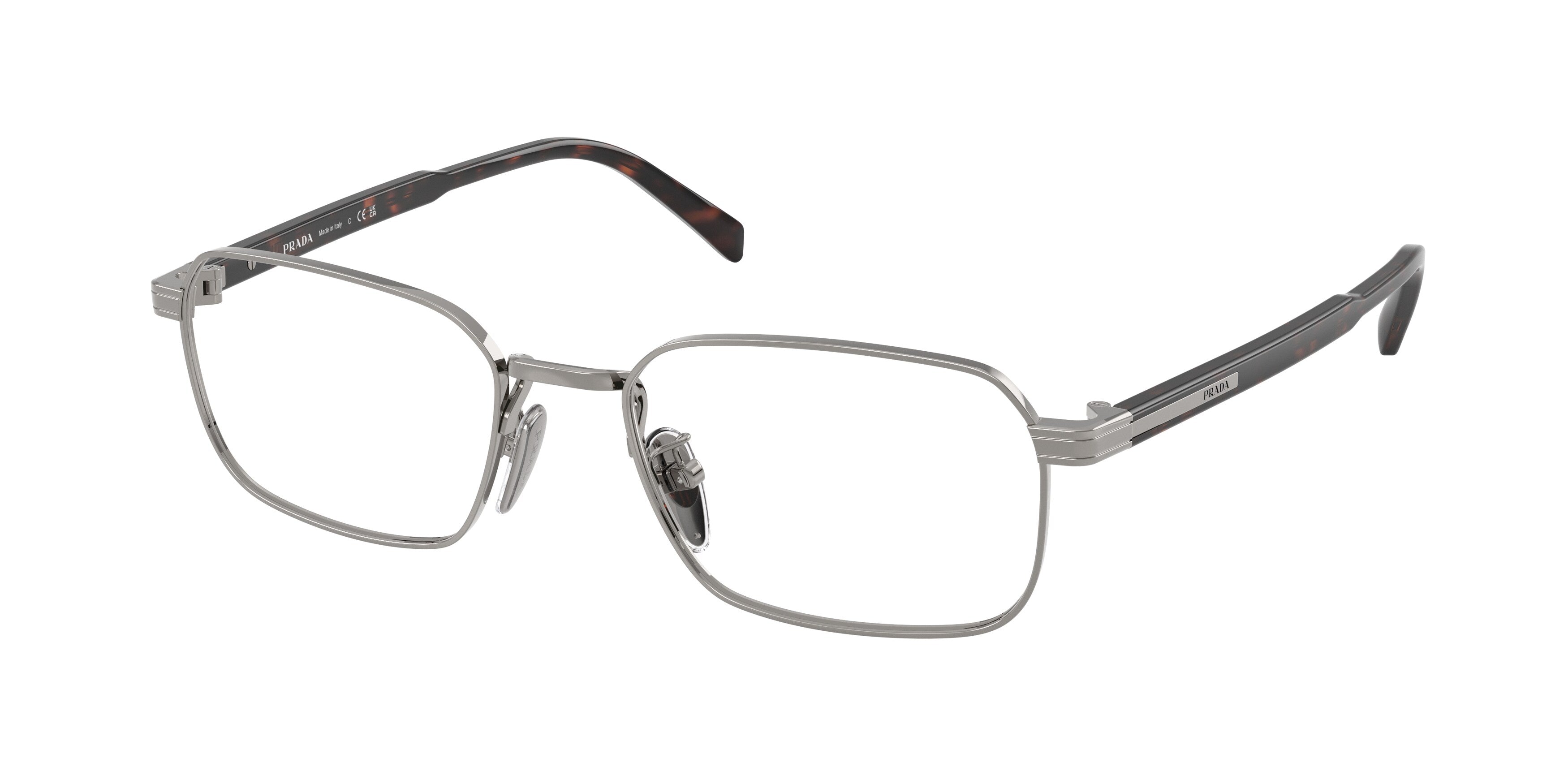 Prada Uomo Prada PR C50VD 5AV1O1 Montature da vista Metallo Grigio Pillow Normale