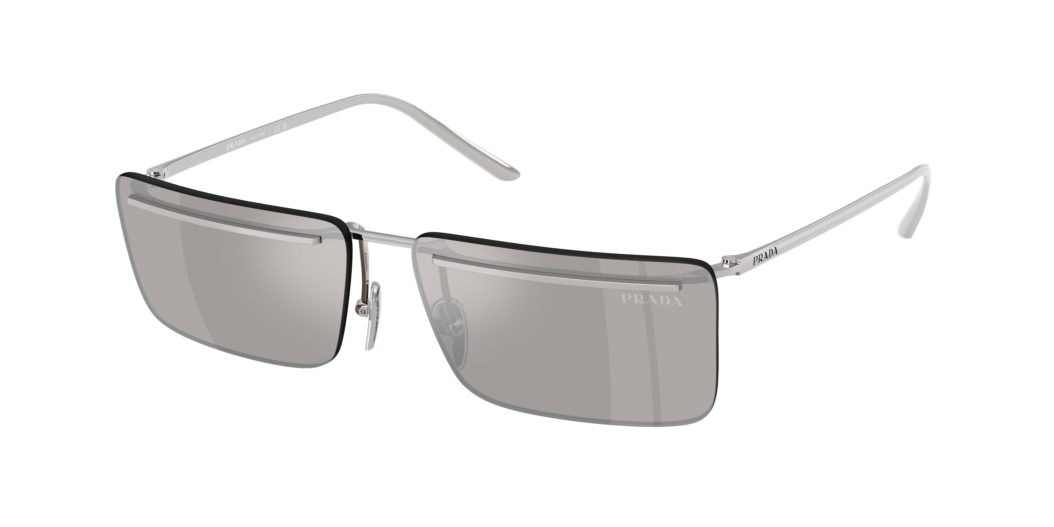 Prada Uomo Prada PR C53S 1BC60N Occhiali da sole Metallo Argento Grigio Squadrata Specchiate Prada Uomo Prada PR C53S 1BC60N Occhiali da sole Metallo Argento Grigio Squadrata Specchiate