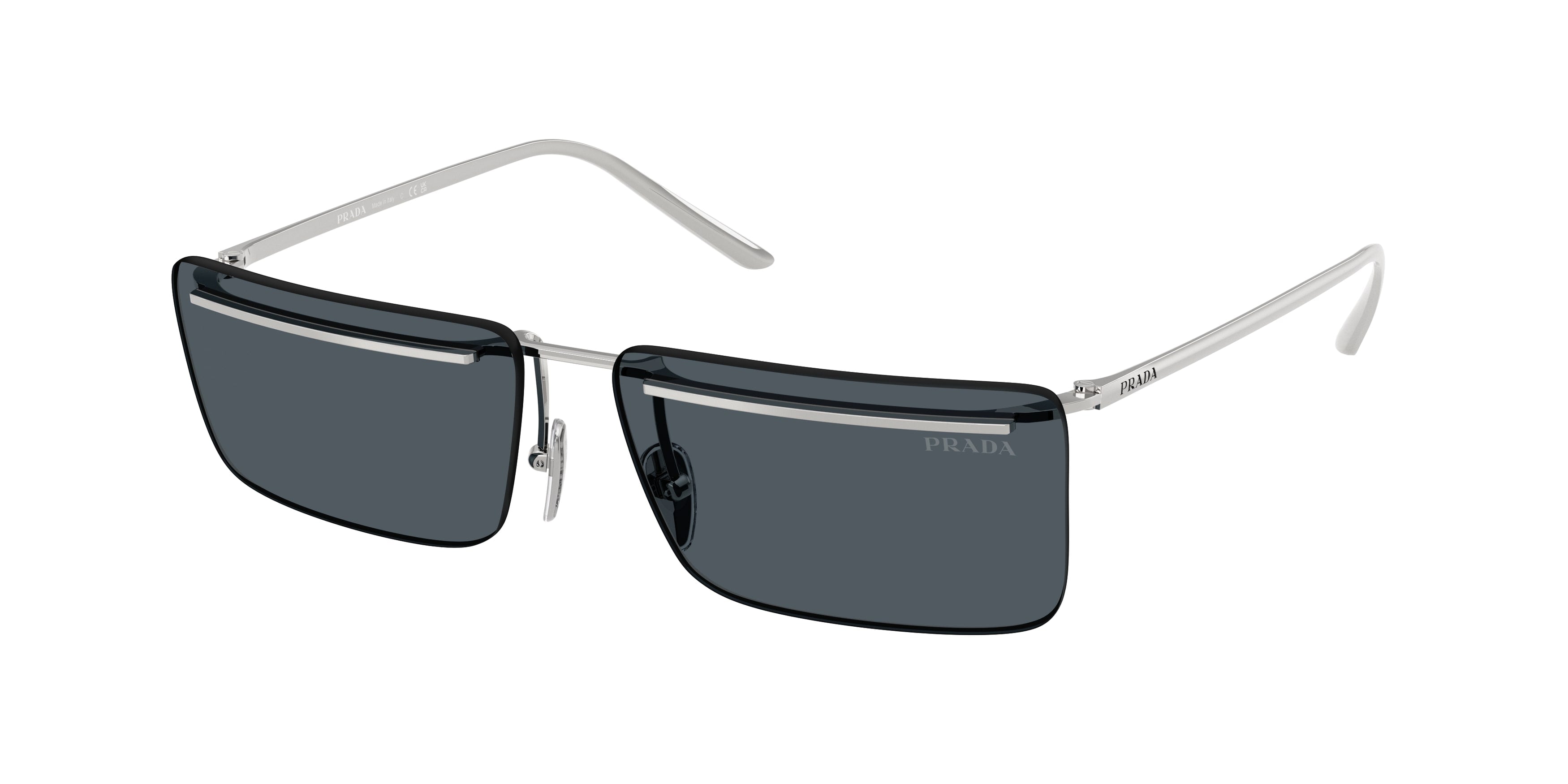 Prada Uomo Prada PR C53S 1BC70B Occhiali da sole Metallo Argento Grigio Squadrata Normale Prada Uomo Prada PR C53S 1BC70B Occhiali da sole Metallo Argento Grigio Squadrata Normale