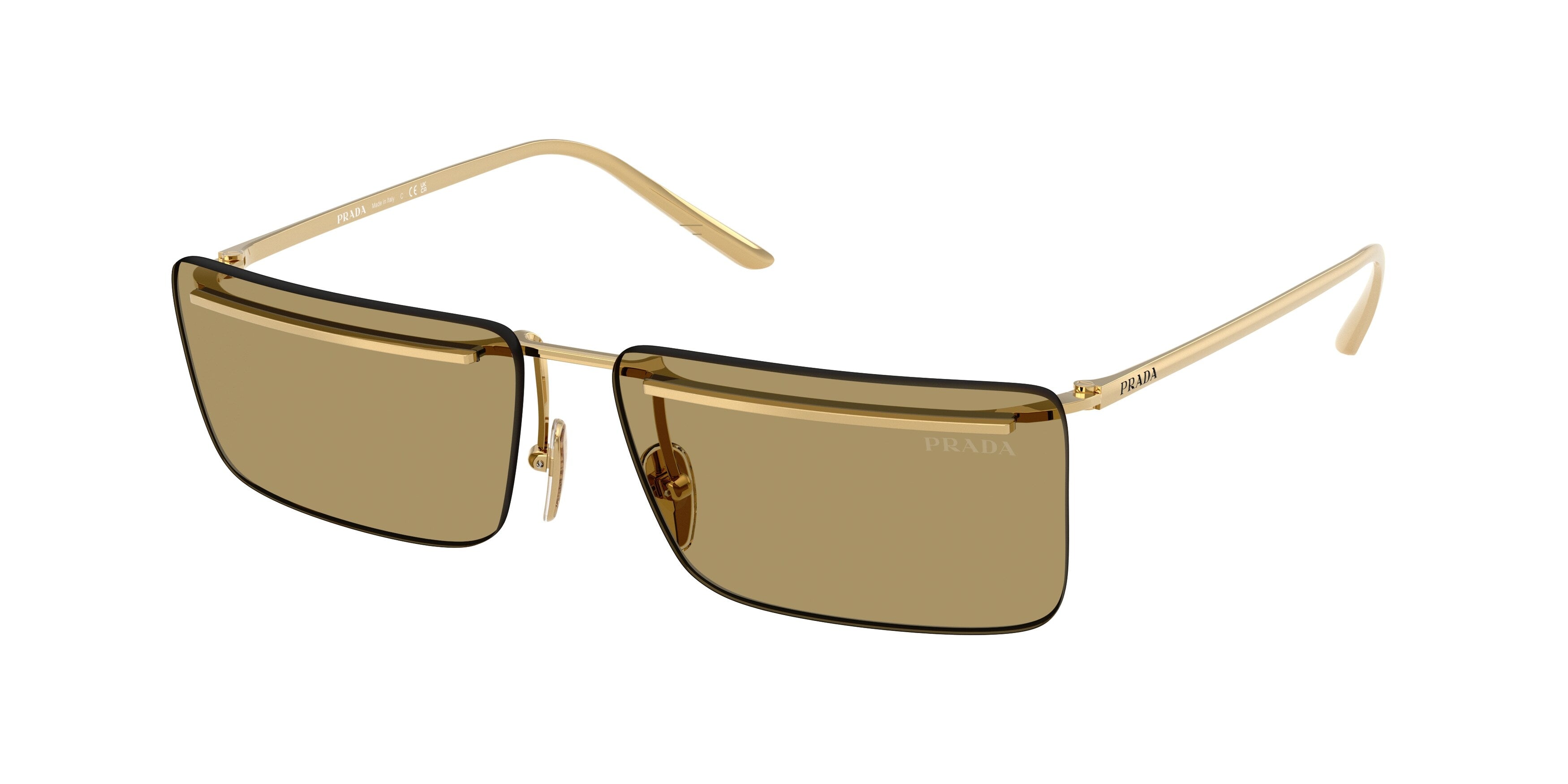 Prada Uomo Prada PR C53S 5AK70G Occhiali da sole Metallo Oro Verde Squadrata Normale Prada Uomo Prada PR C53S 5AK70G Occhiali da sole Metallo Oro Verde Squadrata Normale