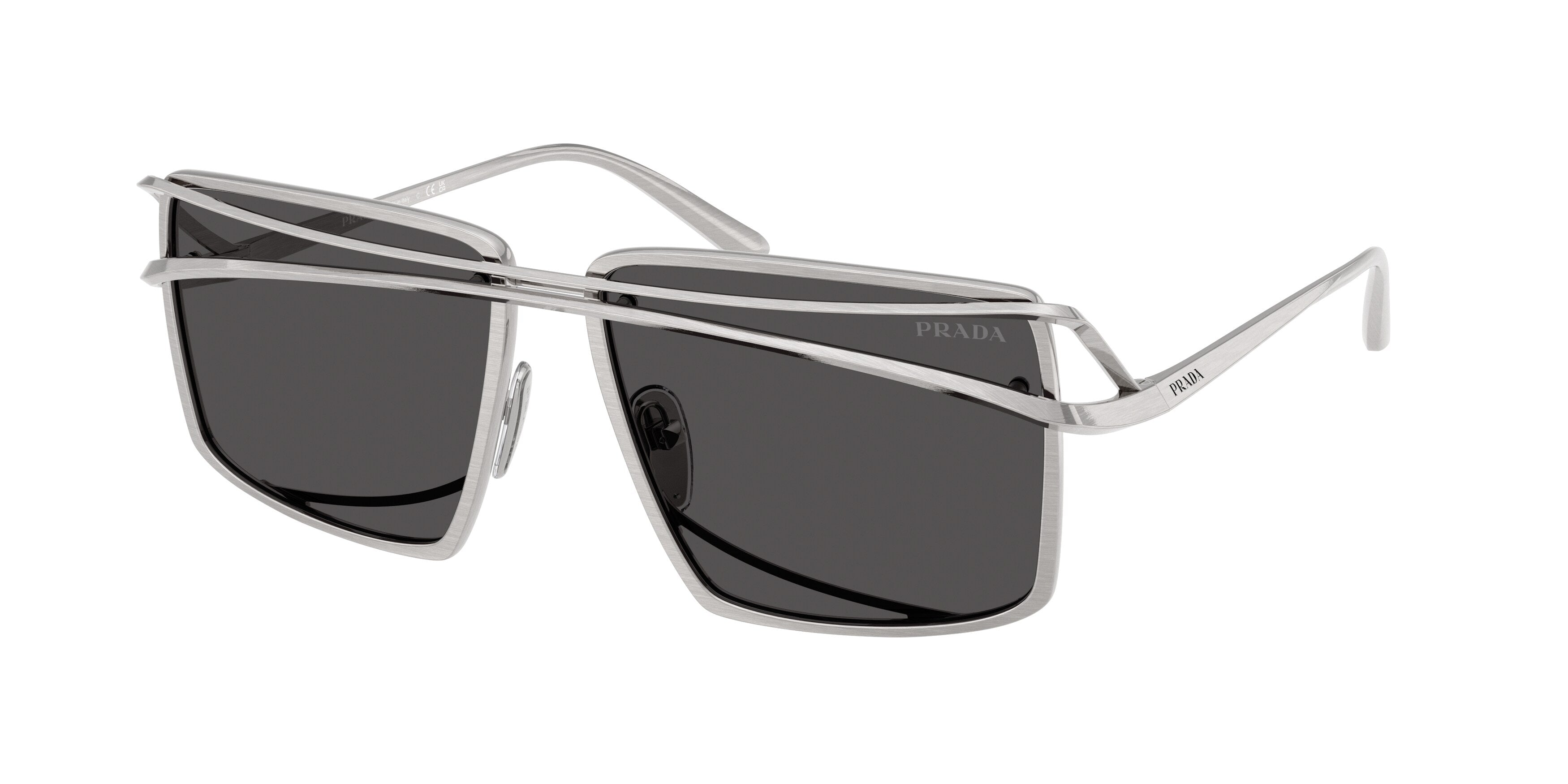 Prada Uomo Prada PR C55S 28C08Z Occhiali da sole Metallo Argento Grigio Geometrica Normale Prada Uomo Prada PR C55S 28C08Z Occhiali da sole Metallo Argento Grigio Geometrica Normale