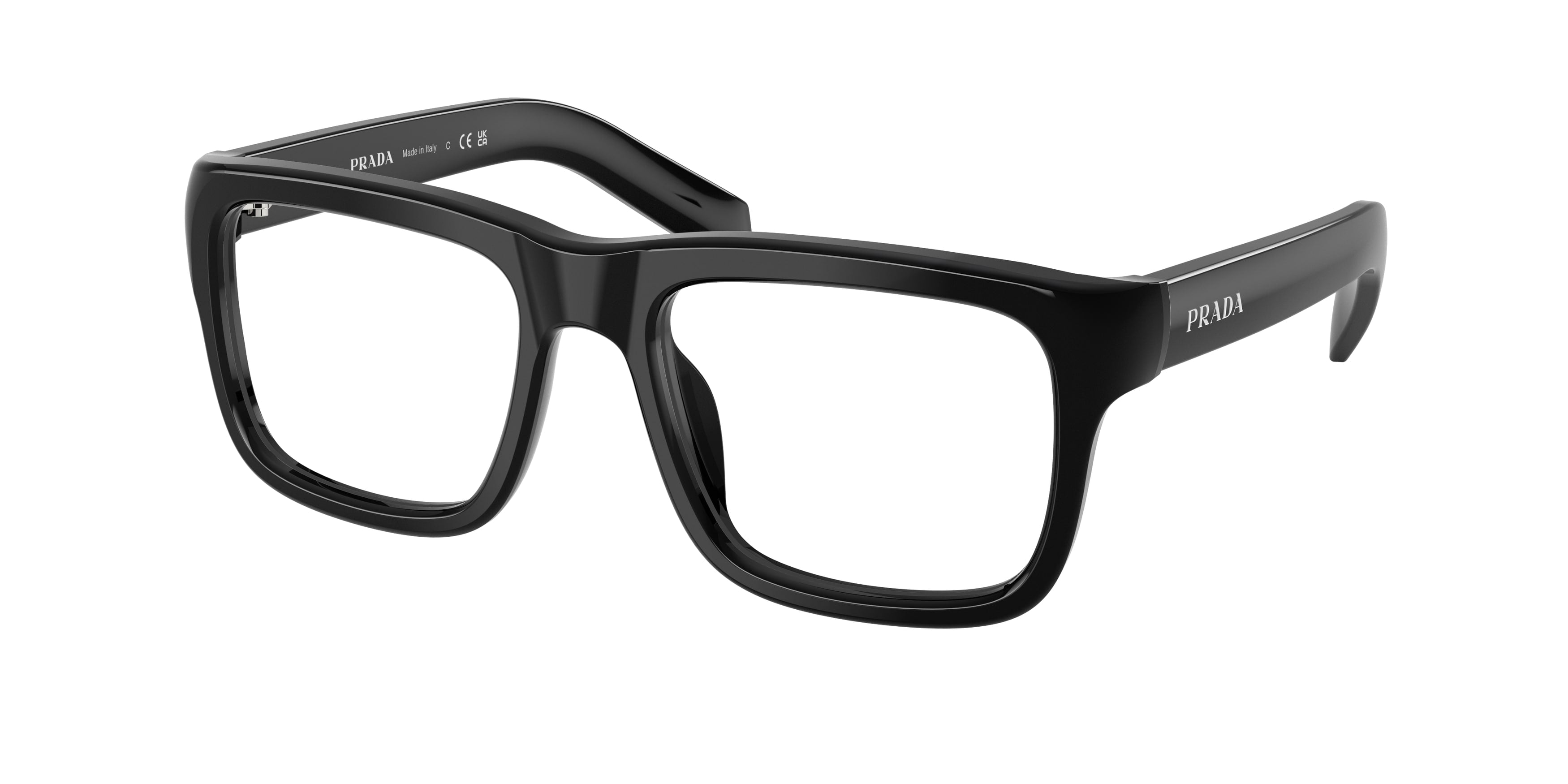 Prada Uomo Prada PR D02V 16K1O1 Montature da vista Acetato Nero Trasparente Squadrata Normale
