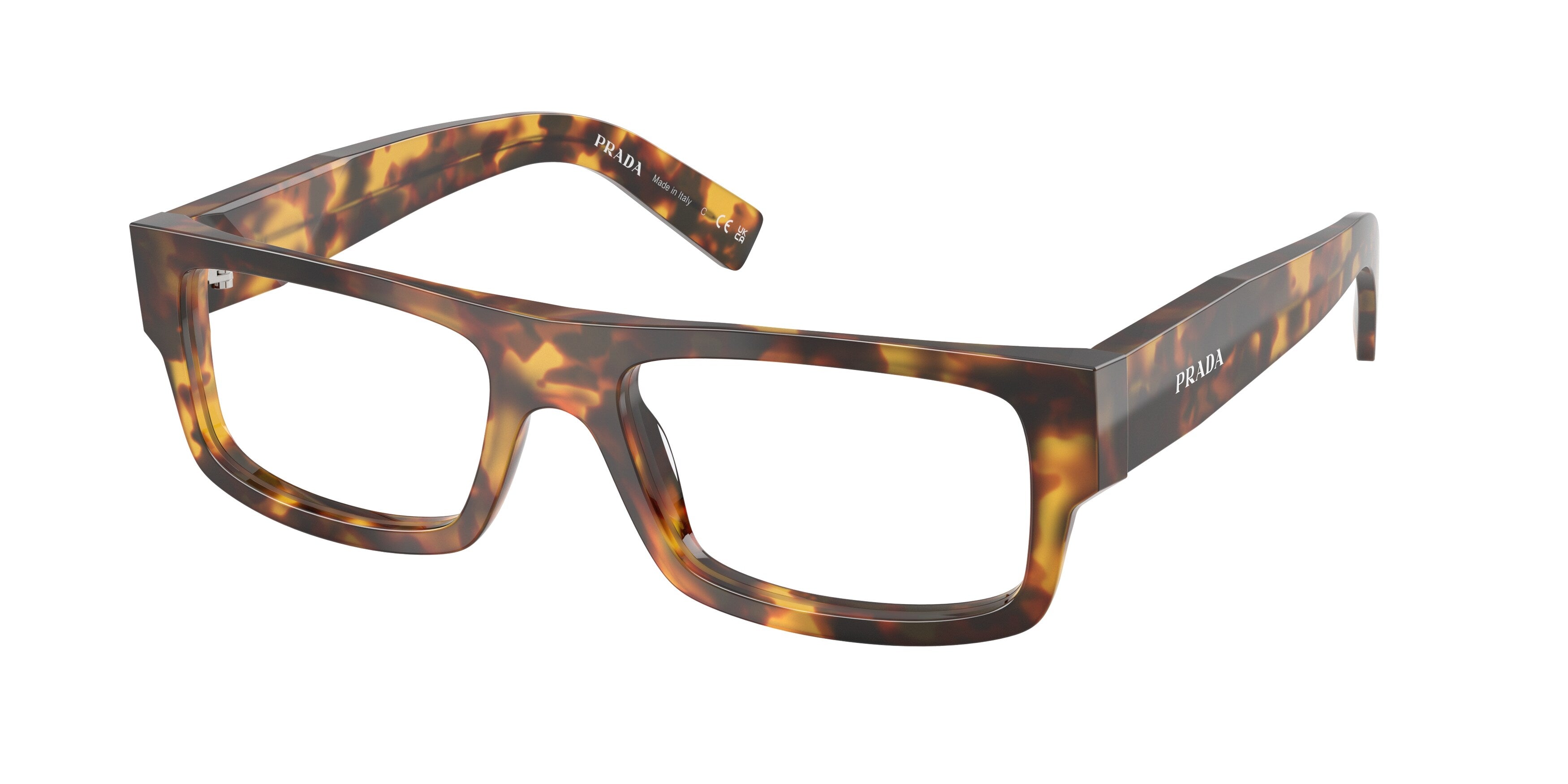 Prada Uomo Prada PR D06V 14L1O1 Montature da vista Acetato Tartaruga Trasparente Squadrata Normale
