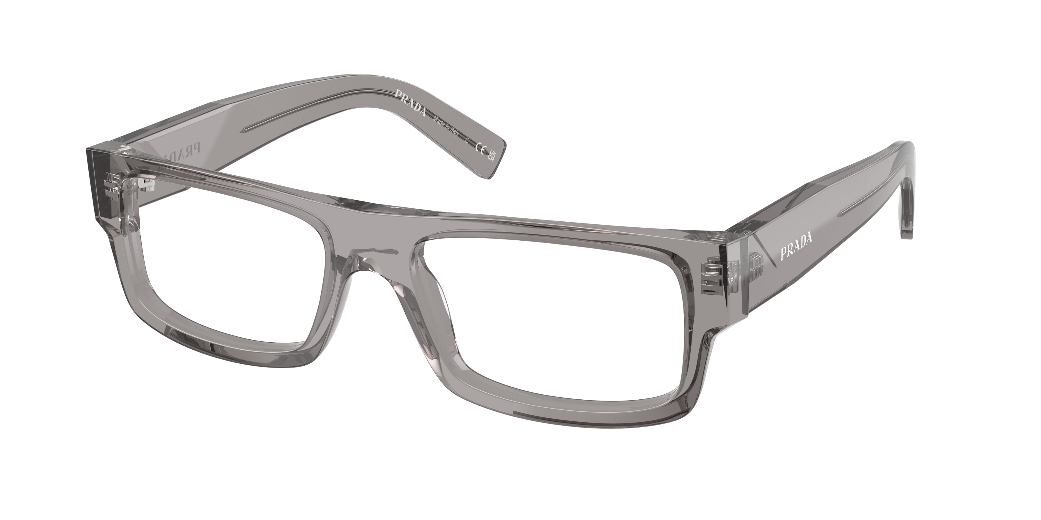 Prada Uomo Prada PR D06V 16Z1O1 Montature da vista Acetato Grigio Trasparente Squadrata Normale