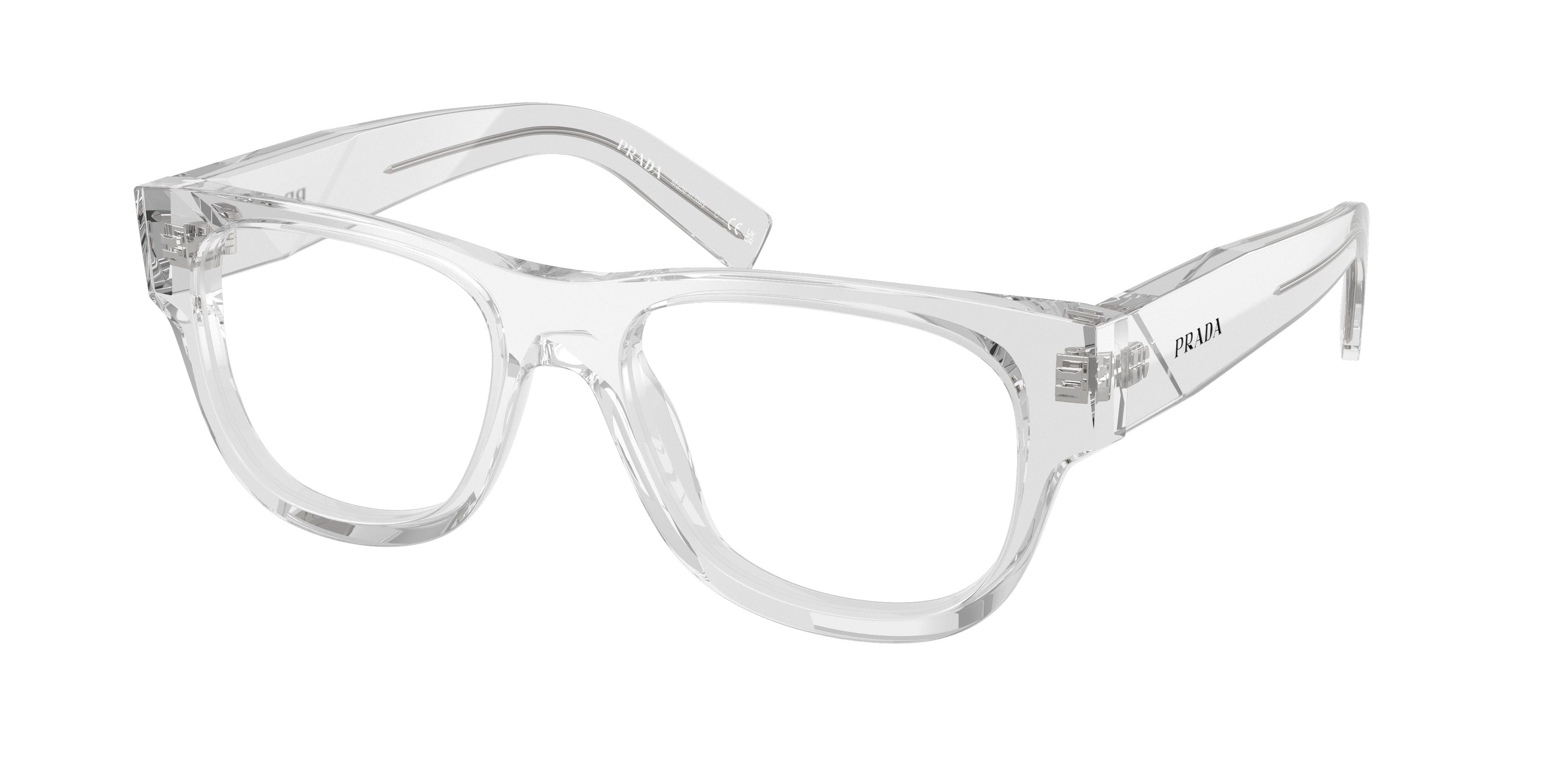 Prada Uomo Prada PR D08VU 12R1O1 Montature da vista Acetato Trasparente Trasparente Squadrata Normale