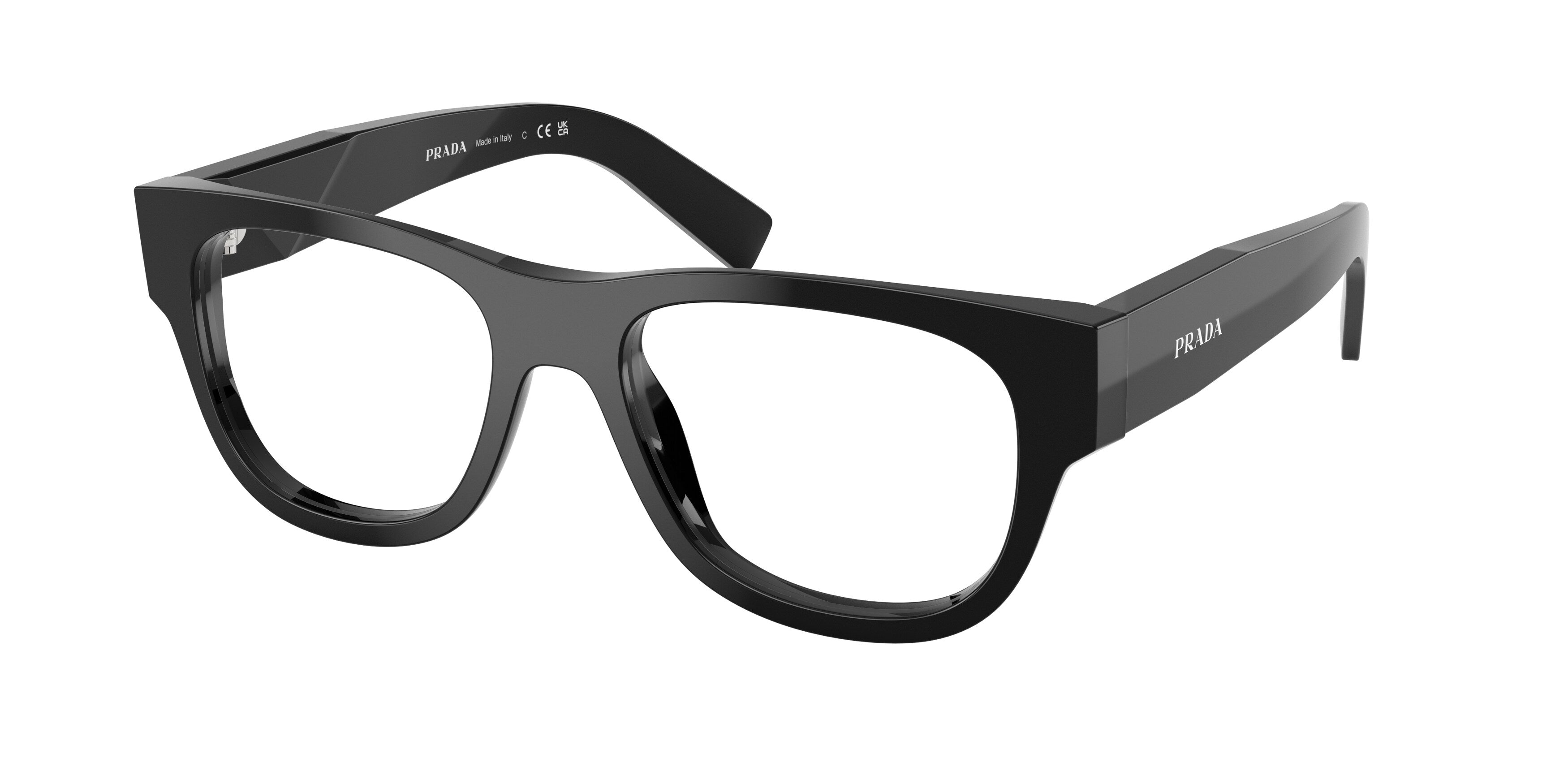 Prada Uomo Prada PR D08VU 16K1O1 Montature da vista Acetato Nero Trasparente Squadrata Normale