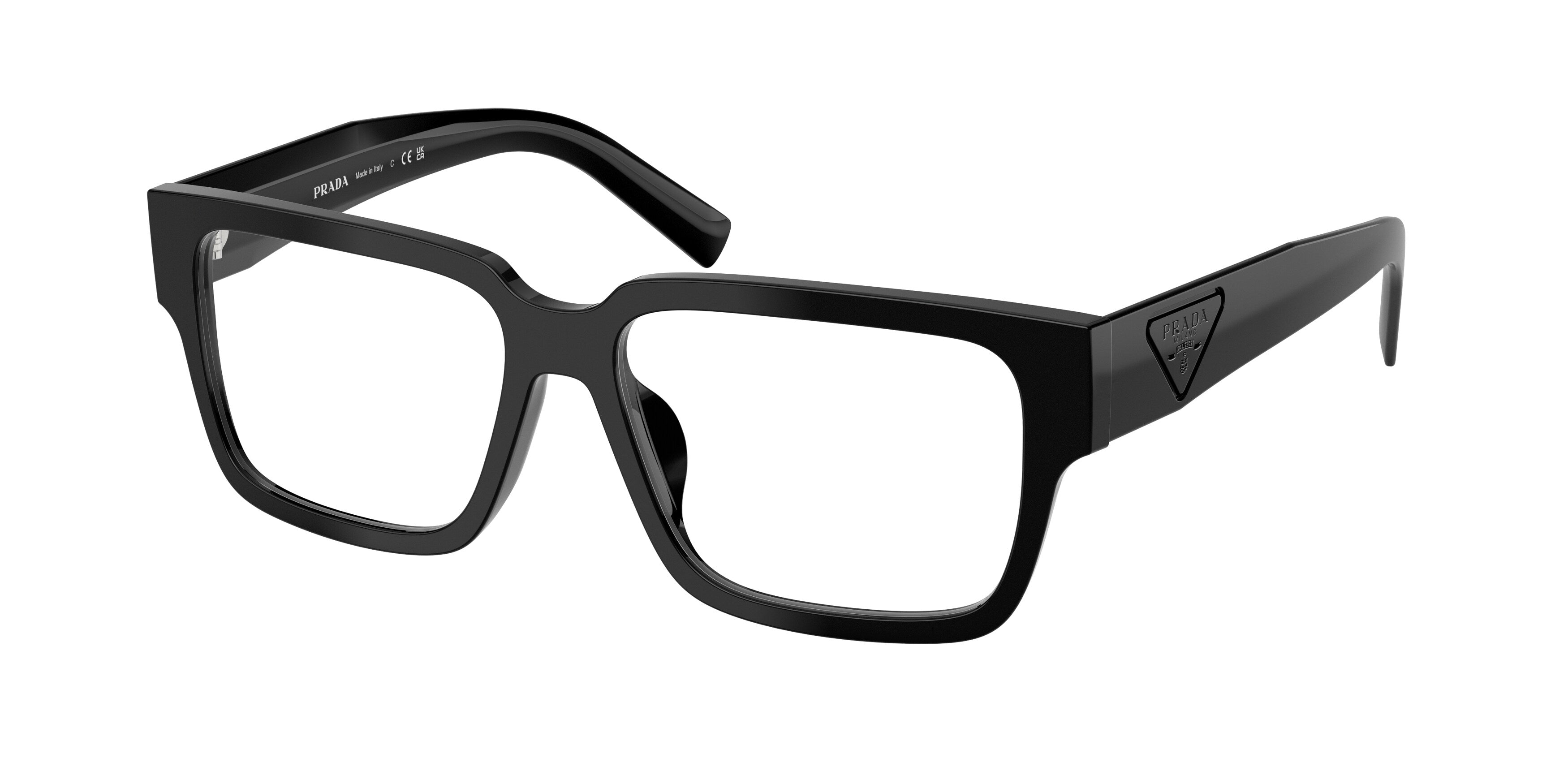 Prada Uomo Prada PR D10VD 16K1O1 Montature da vista Acetato Nero Trasparente Squadrata Normale