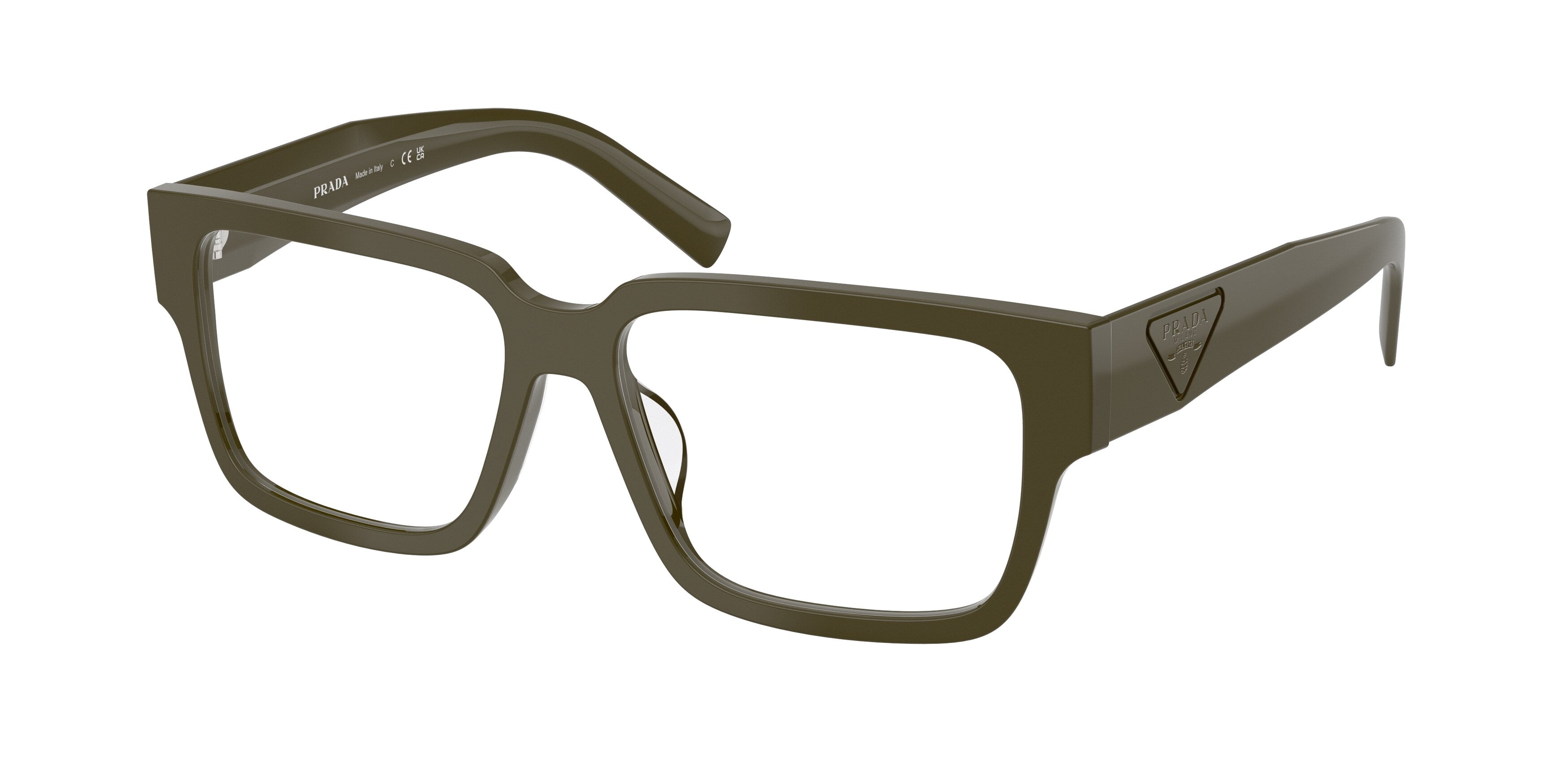Prada Uomo Prada PR D10VD 26J1O1 Montature da vista Acetato Verde Trasparente Squadrata Normale Prada Uomo Prada PR D10VD 26J1O1 Montature da vista Acetato Verde Trasparente Squadrata Normale