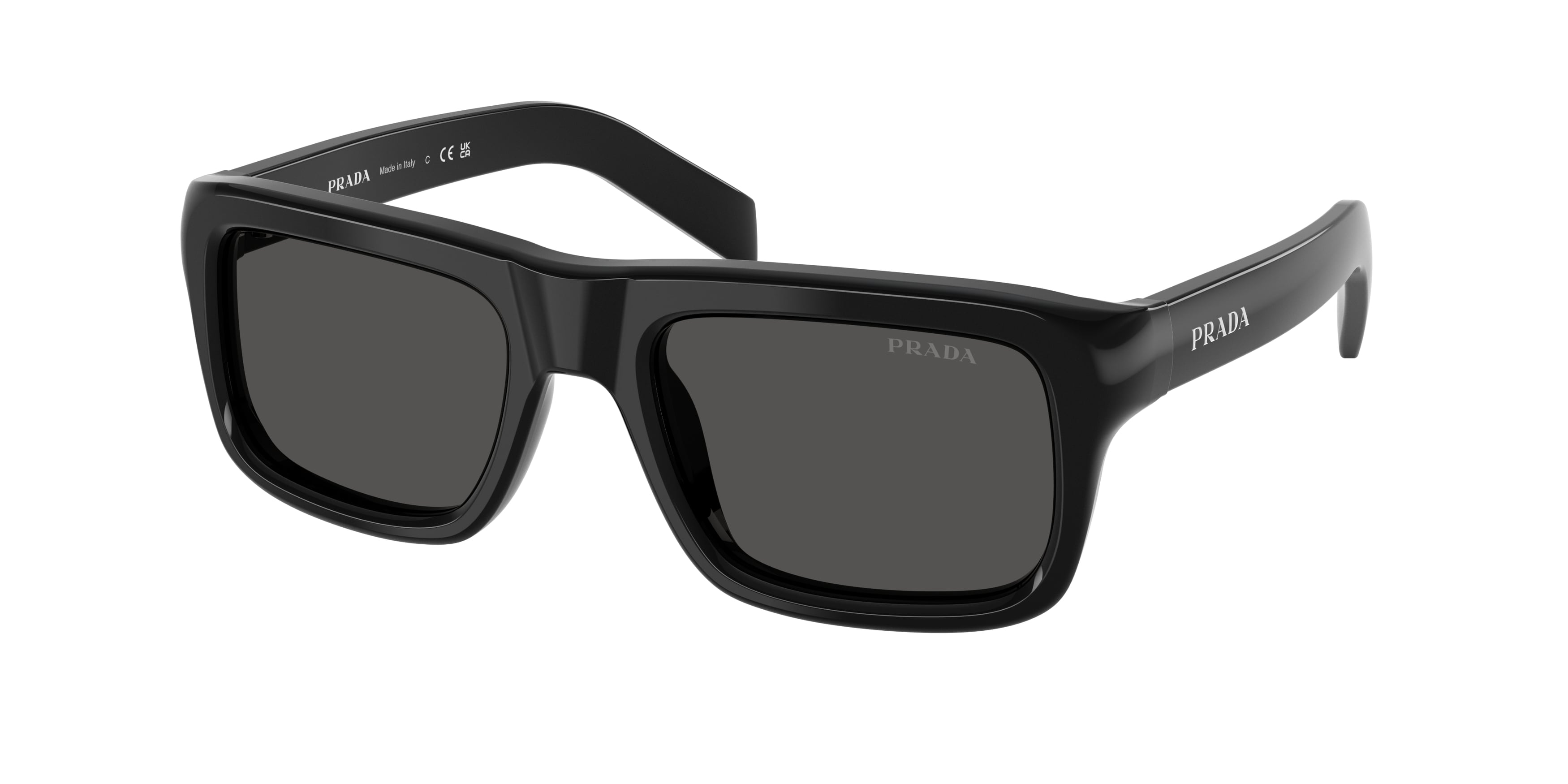 Prada Uomo Prada PR D11S 16K08Z Occhiali da sole Acetato Nero Grigio Squadrata Normale