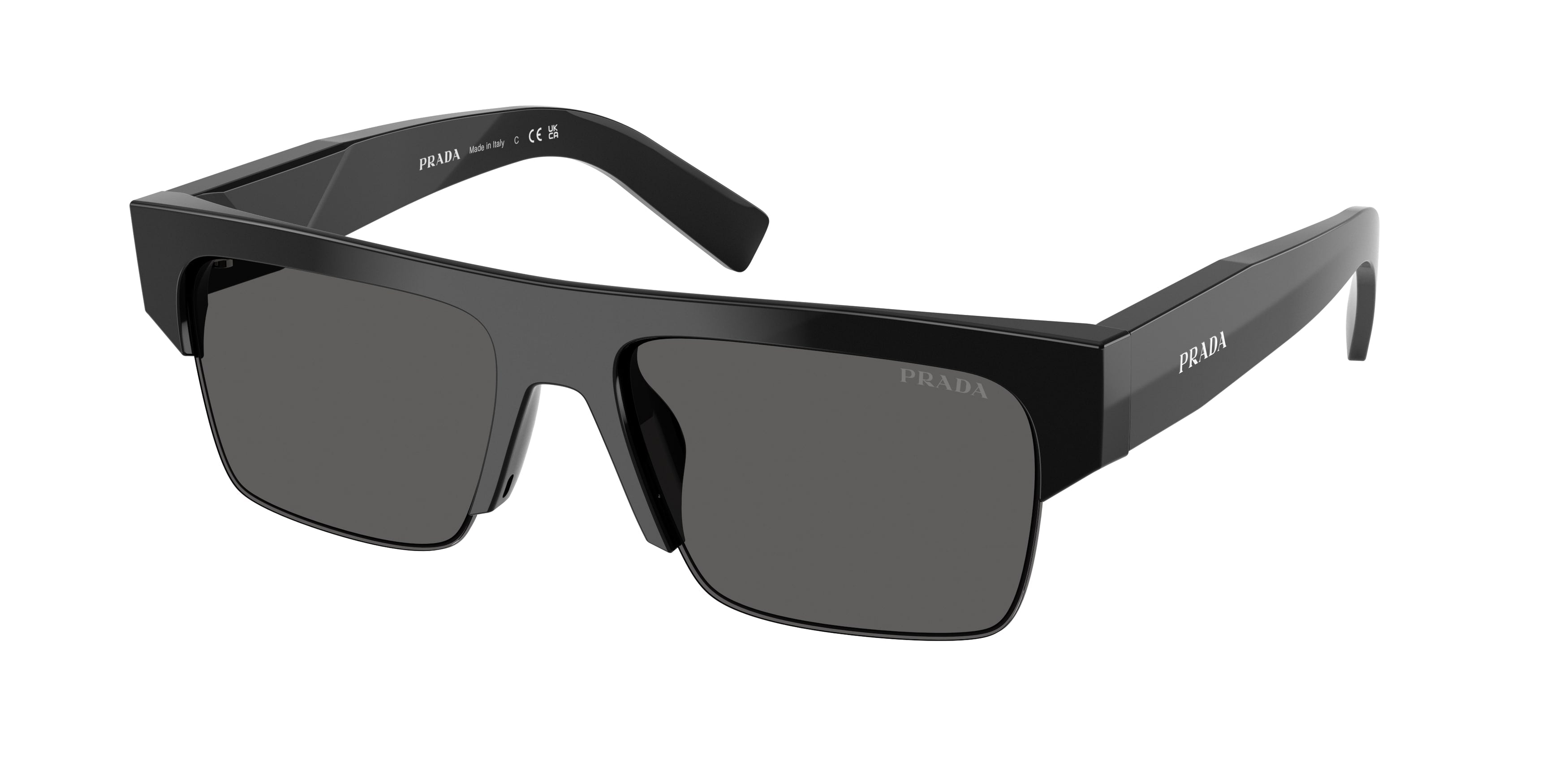 Prada Uomo Prada PR D12SU 16K20Z Occhiali da sole Nero Grigio Squadrata Normale Prada Uomo Prada PR D12SU 16K20Z Occhiali da sole Nero Grigio Squadrata Normale