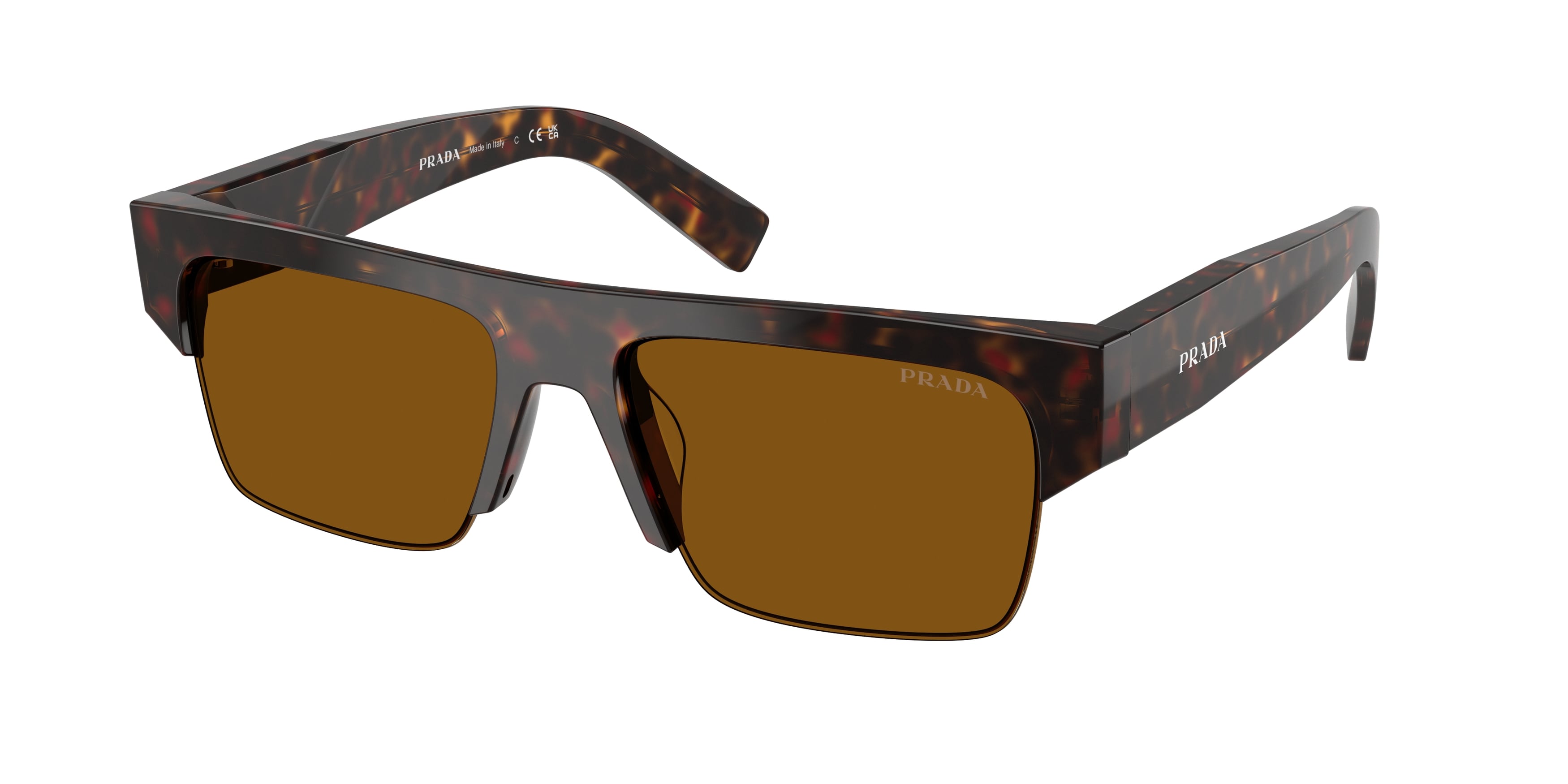 Prada Uomo Prada PR D12SU 17N20V Occhiali da sole Acetato Tartaruga Bronzo Squadrata Normale