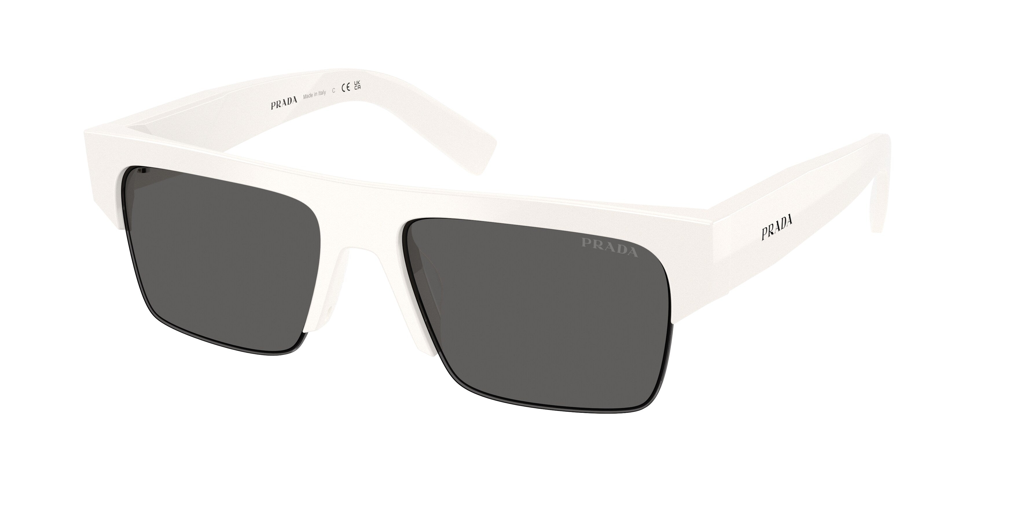 Prada Uomo Prada PR D12SU 46120Z Occhiali da sole Acetato Bianco Grigio Squadrata Normale