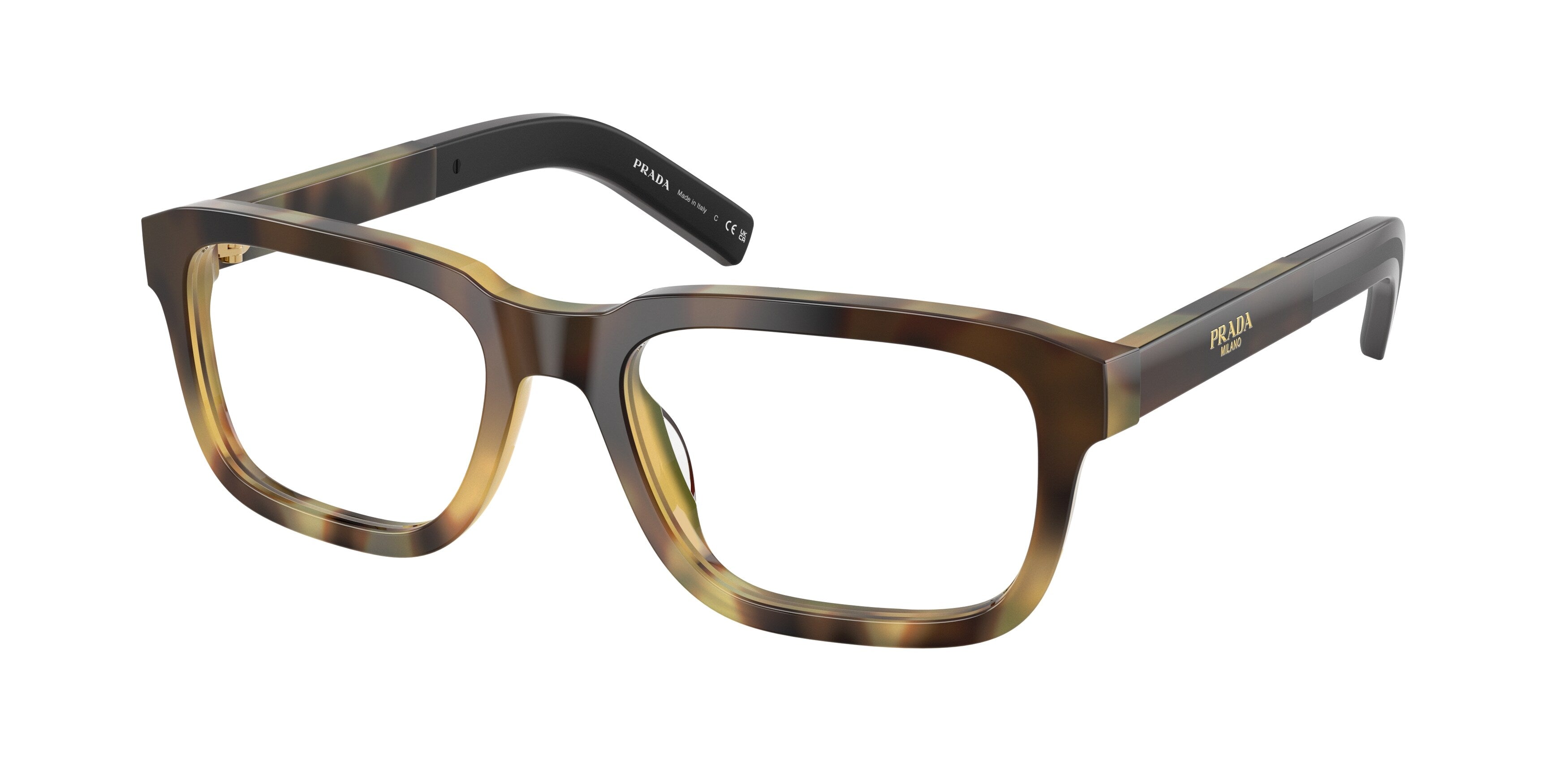 Prada Uomo Prada PR D12V 22P1O1 Montature da vista Acetato Grigio Trasparente Squadrata Normale