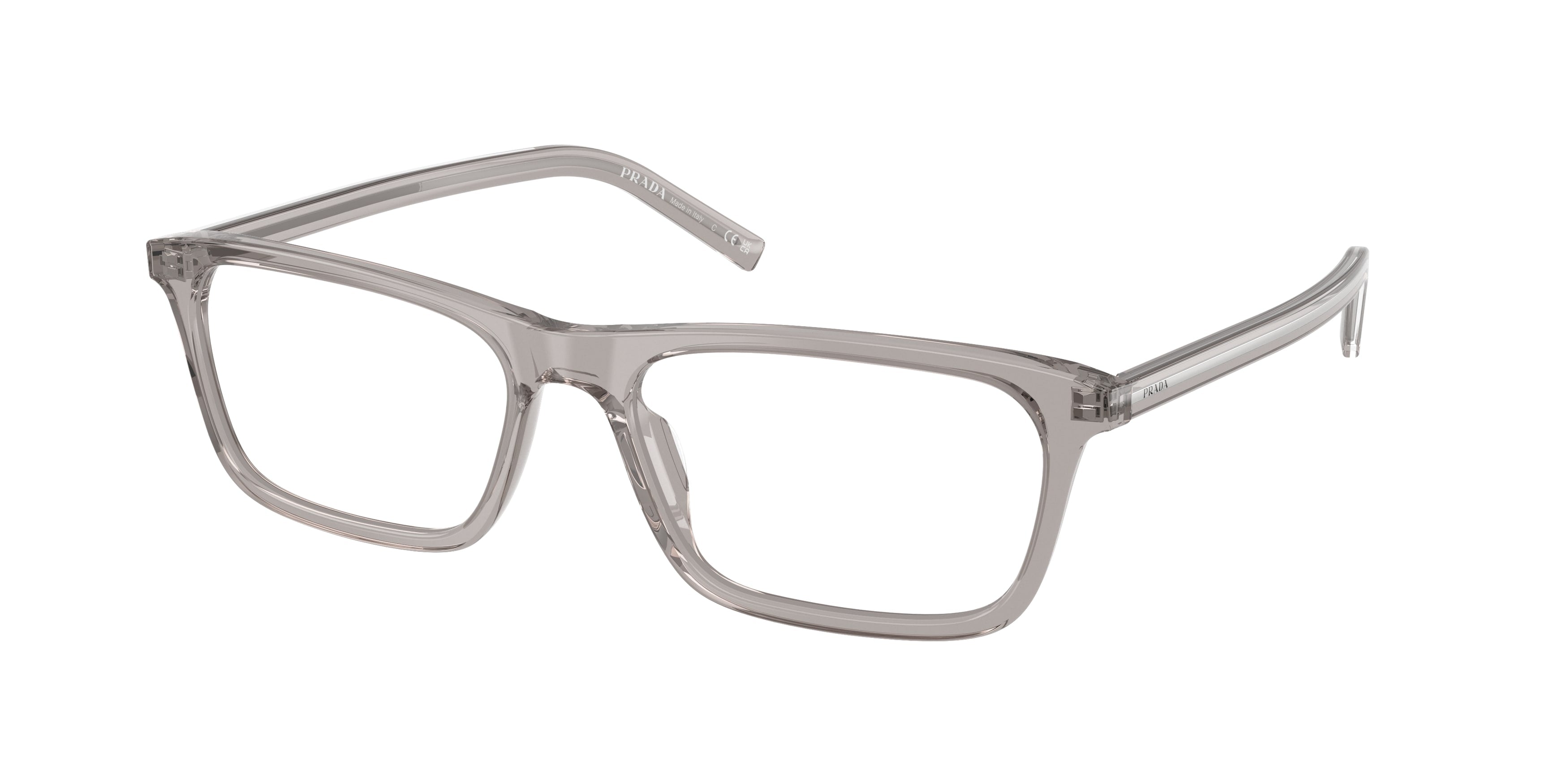 Prada Uomo Prada PR D13V 10J1O1 Montature da vista Acetato Grigio Trasparente Squadrata Normale Prada Uomo Prada PR D13V 10J1O1 Montature da vista Acetato Grigio Trasparente Squadrata Normale