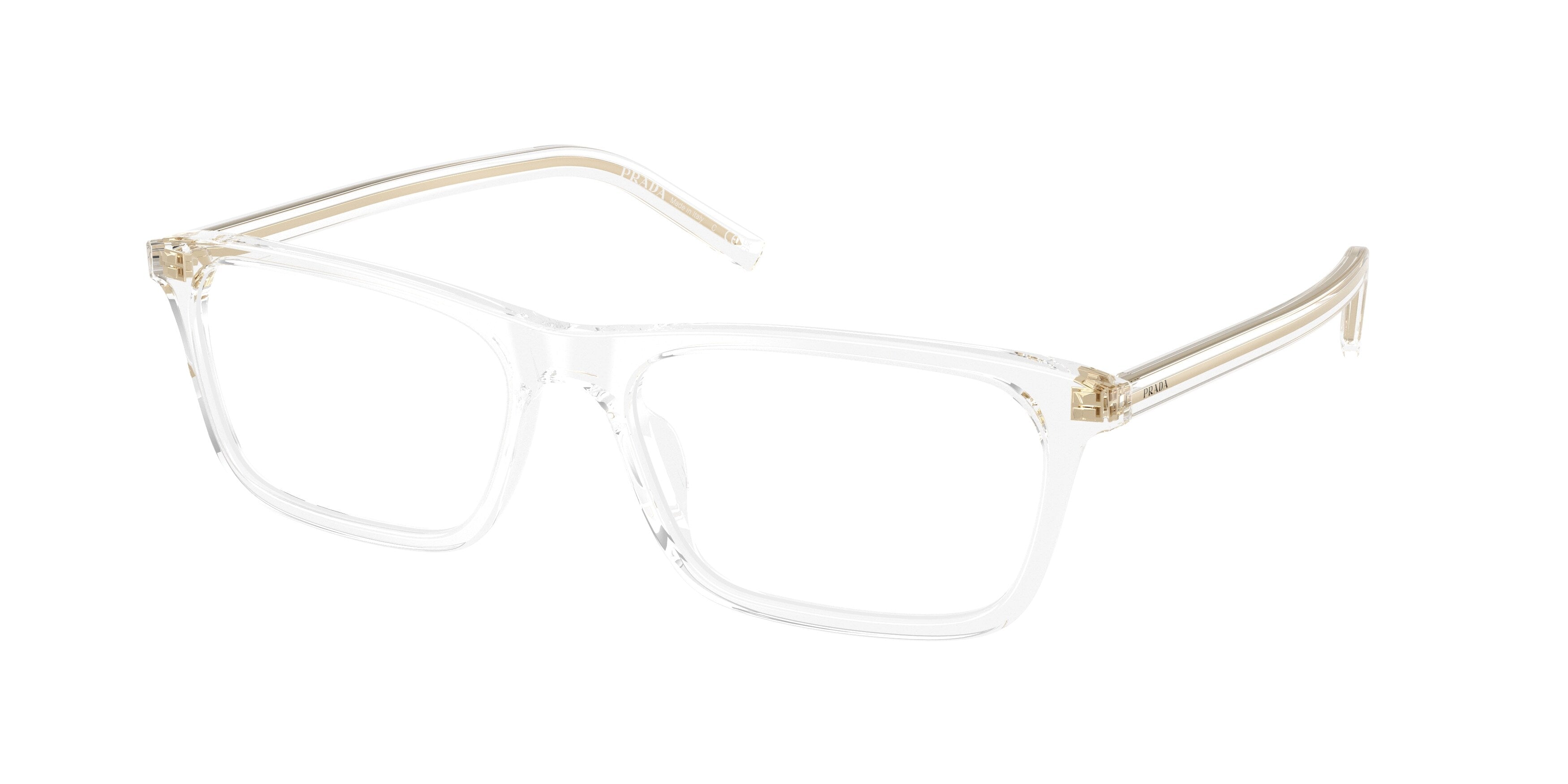 Prada Uomo Prada PR D13V 15Z1O1 Montature da vista Acetato Trasparente Trasparente Squadrata Normale Prada Uomo Prada PR D13V 15Z1O1 Montature da vista Acetato Trasparente Trasparente Squadrata Normale