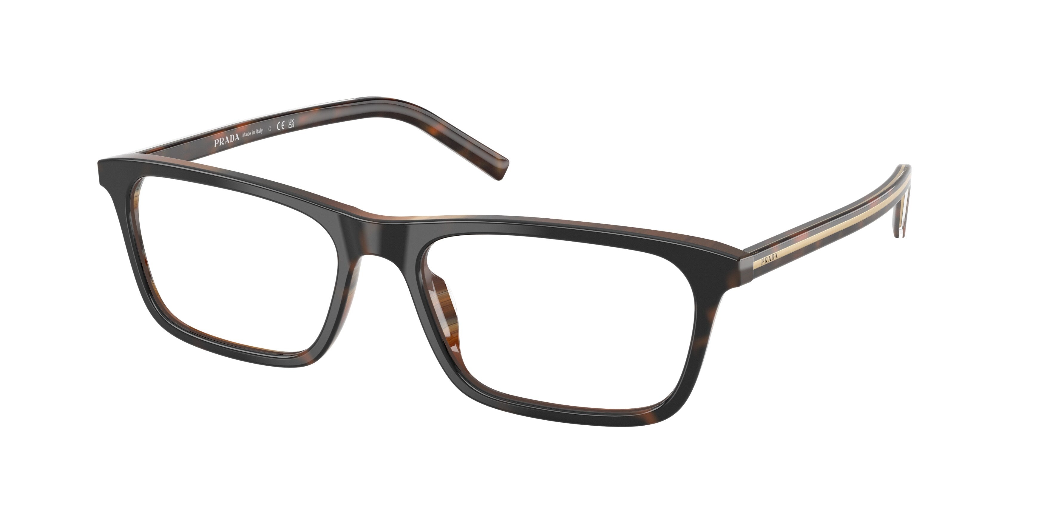 Prada Uomo Prada PR D13V 20P1O1 Montature da vista Acetato Tartaruga Trasparente Squadrata Normale