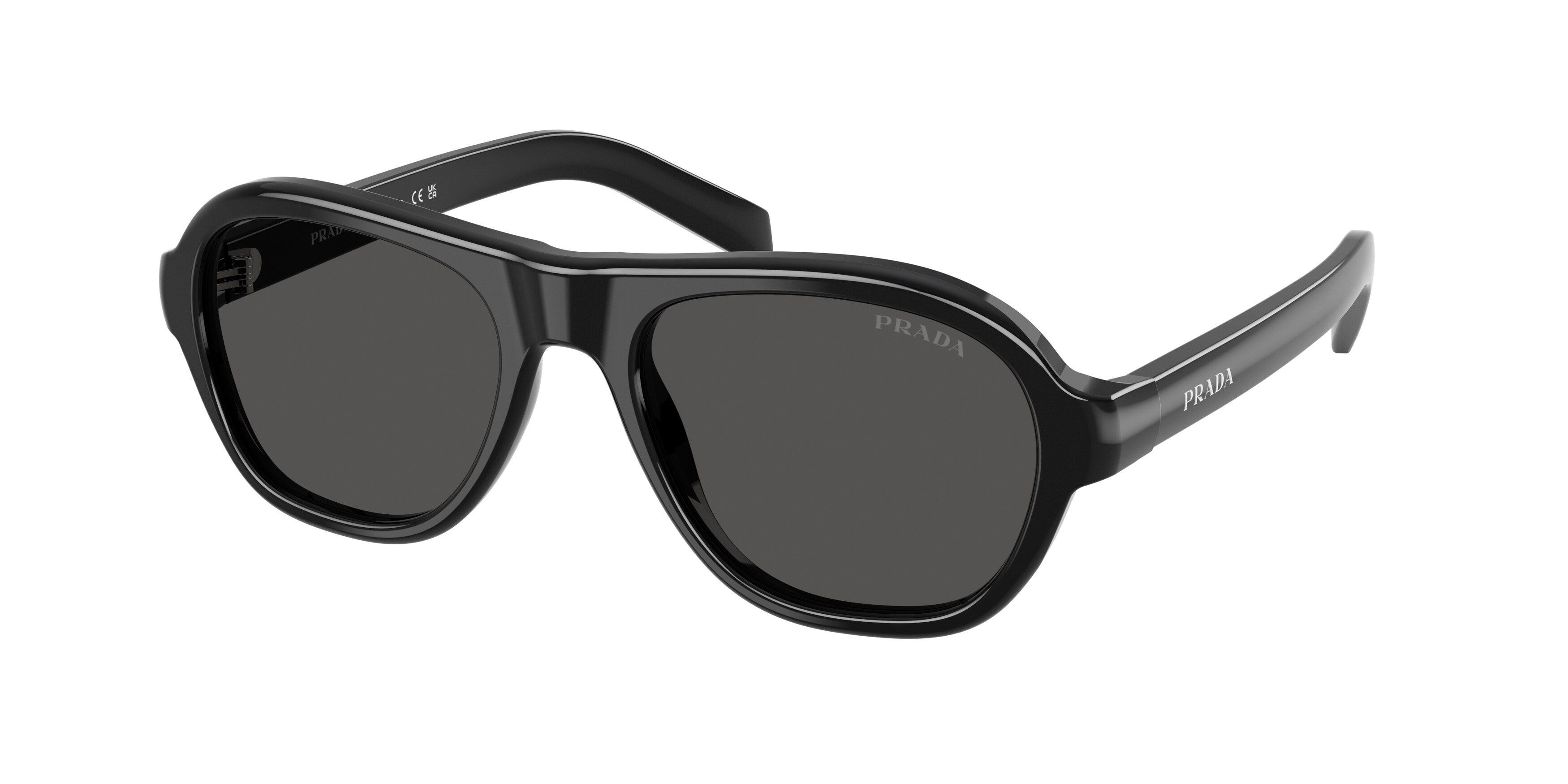 Prada Uomo Prada PR D14S 16K08Z Occhiali da sole Acetato Nero Grigio Pillow Normale