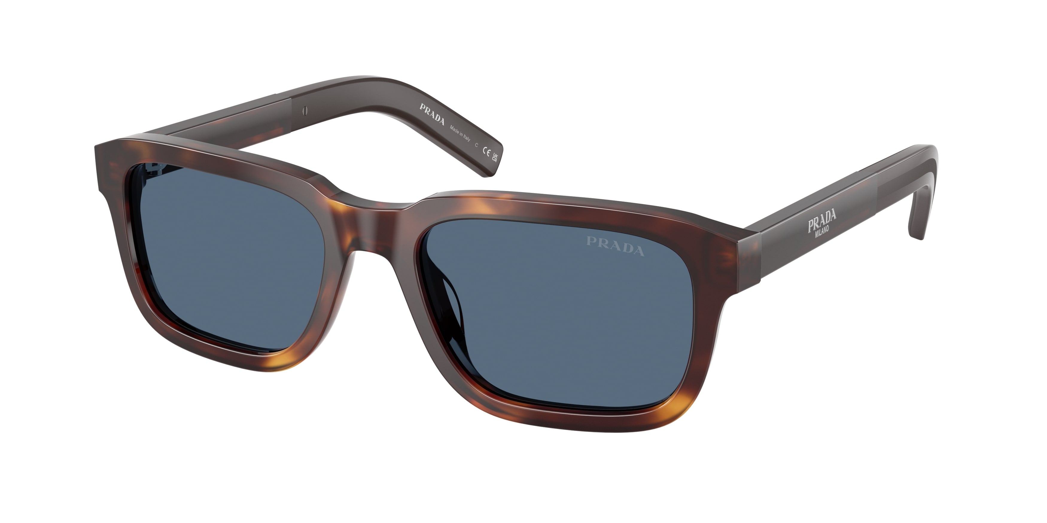 Prada Uomo Prada PR D16S 15W06A Occhiali da sole Acetato Tartaruga Blu Squadrata Normale