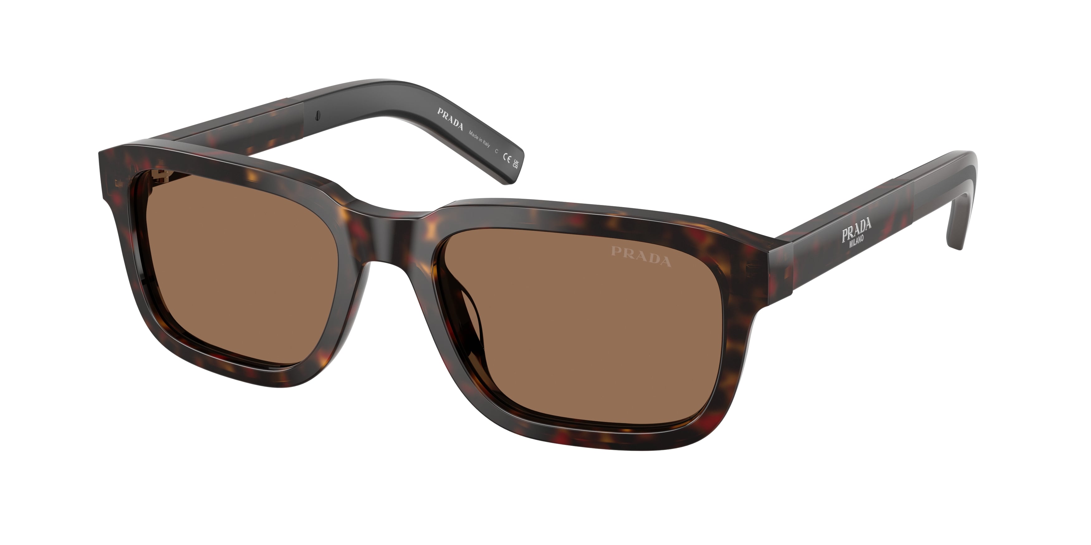 Prada Uomo Prada PR D16S 17N60M Occhiali da sole Acetato Tartaruga Marrone Squadrata Normale