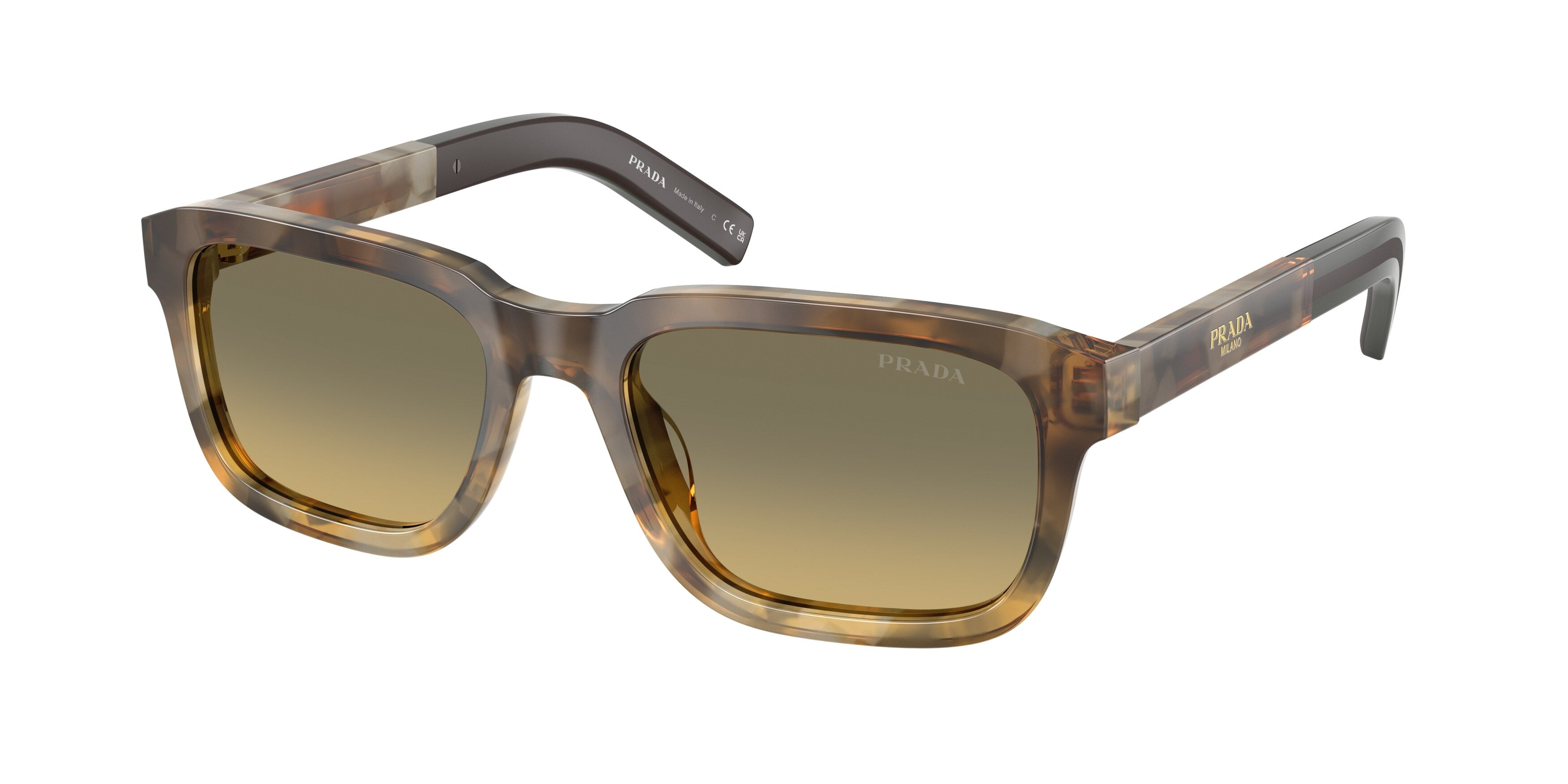 Prada Uomo Prada PR D16S 21P81B Occhiali da sole Acetato Marrone Marrone Squadrata Normale Sfumato