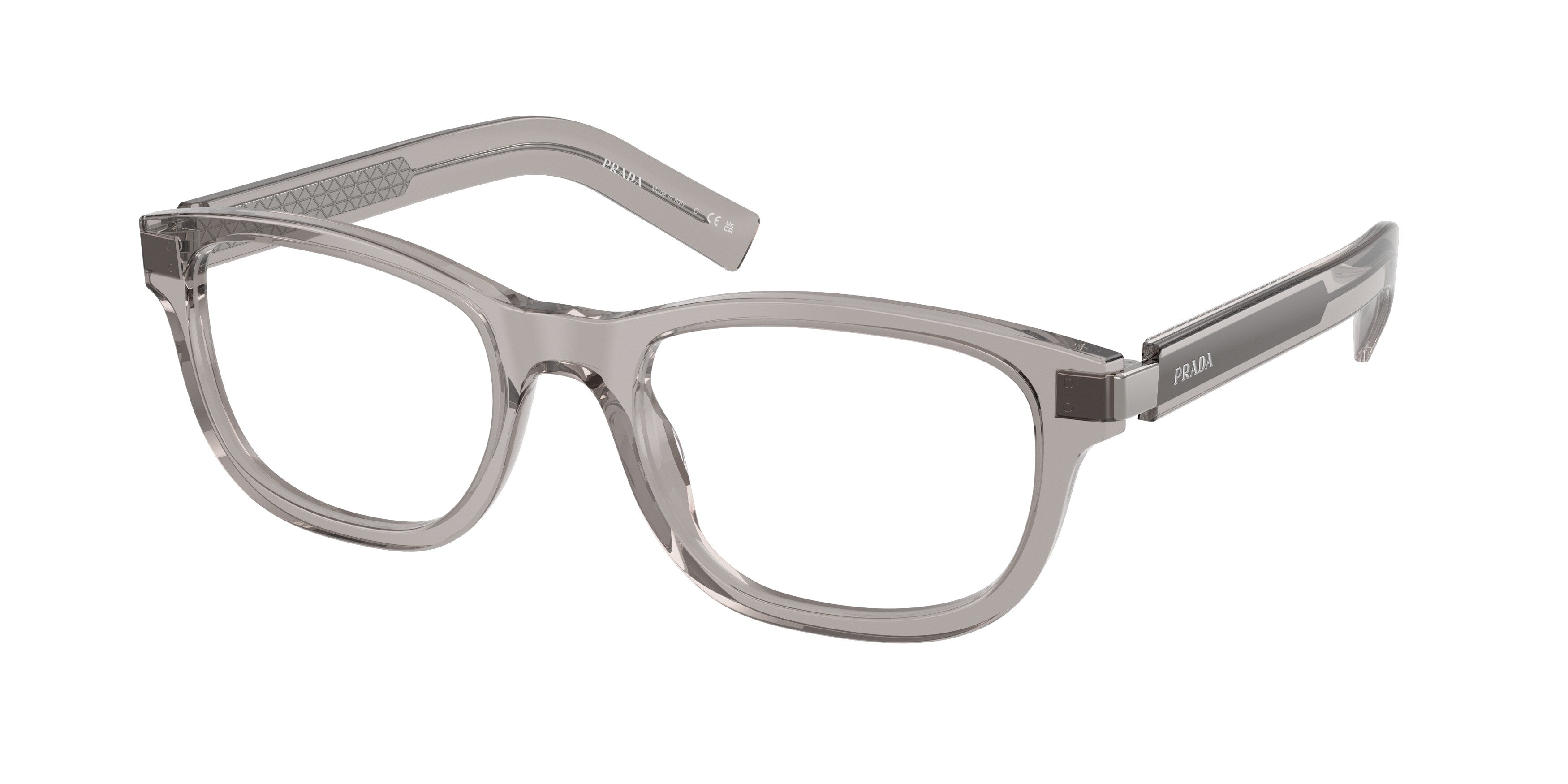 Prada Uomo Prada PR D16V 10J1O1 Montature da vista Acetato Grigio Trasparente Squadrata Normale Prada Uomo Prada PR D16V 10J1O1 Montature da vista Acetato Grigio Trasparente Squadrata Normale