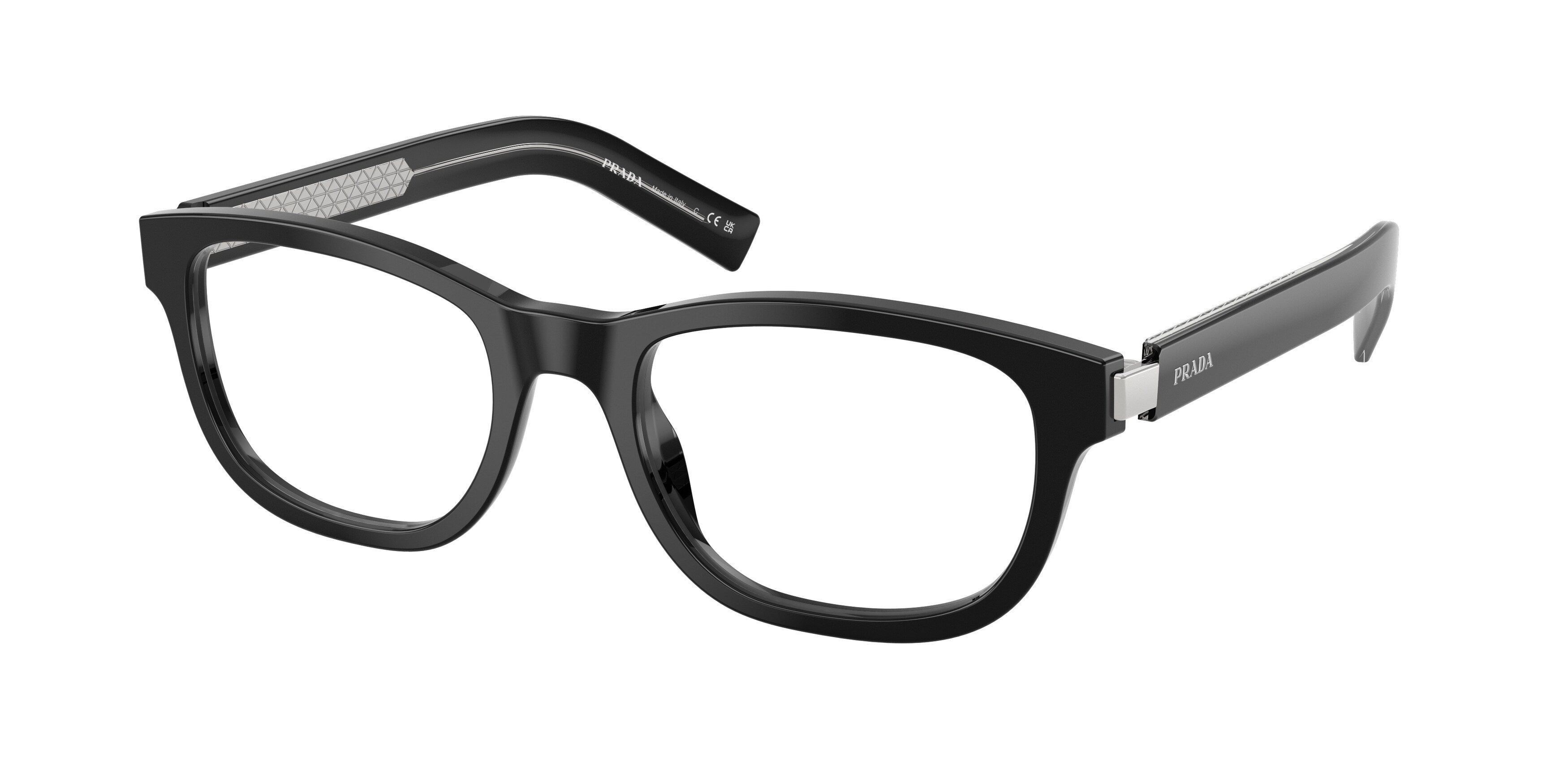 Prada Uomo Prada PR D16V 16K1O1 Montature da vista Acetato Nero Trasparente Squadrata Normale Prada Uomo Prada PR D16V 16K1O1 Montature da vista Acetato Nero Trasparente Squadrata Normale