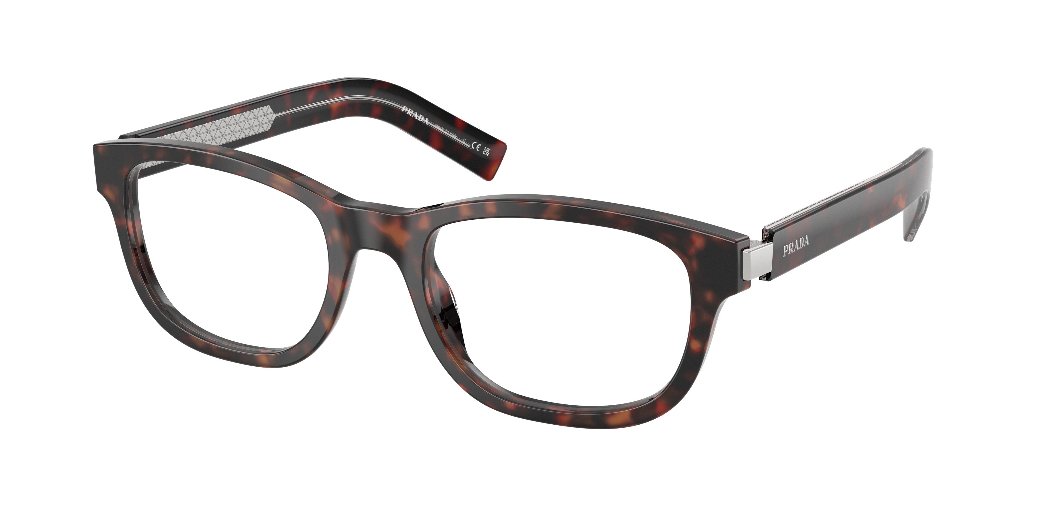 Prada Uomo Prada PR D16V 17N1O1 Montature da vista Acetato Tartaruga Trasparente Squadrata Normale