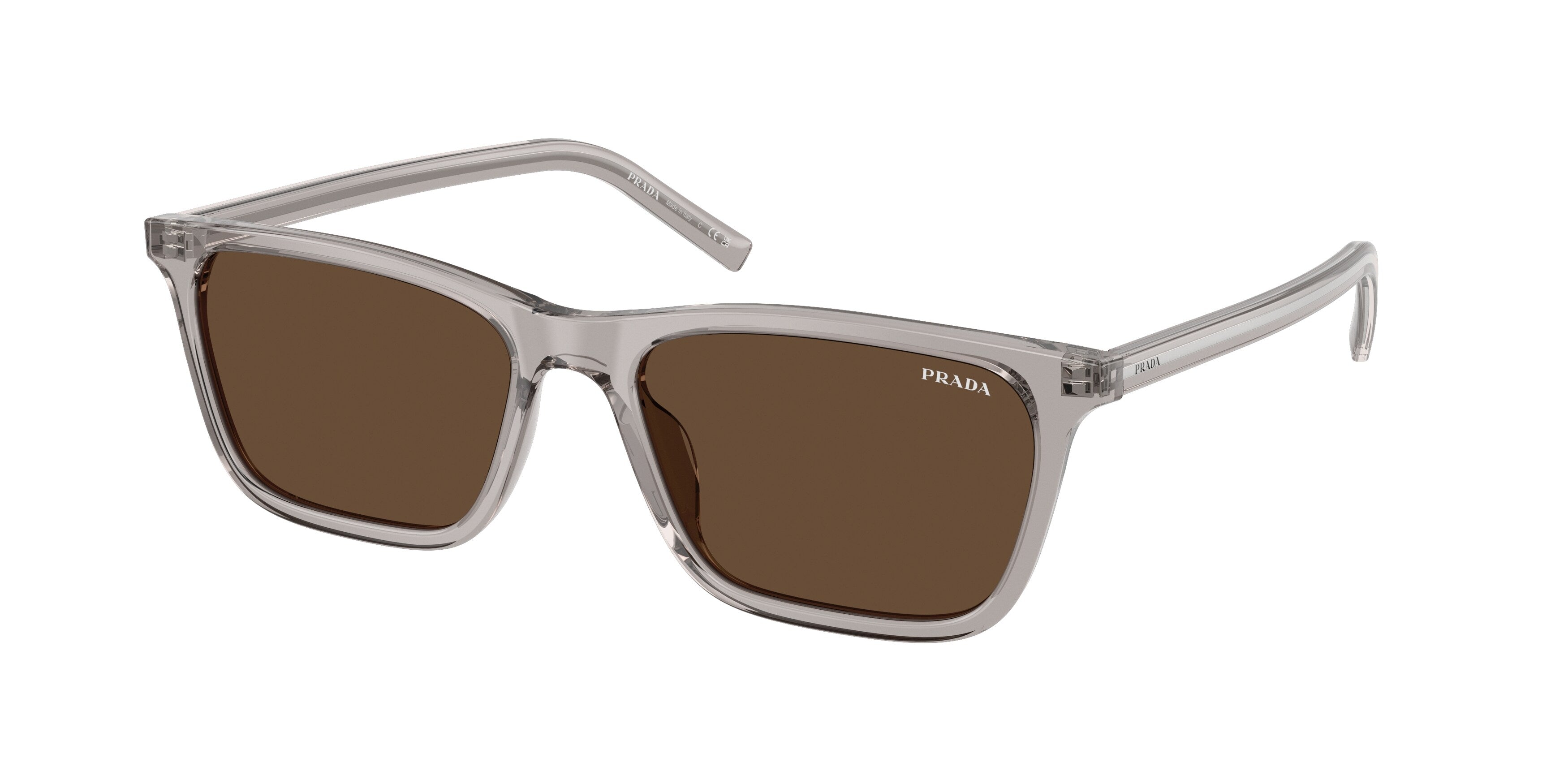 Prada Uomo Prada PR D19S 10J9L1 Occhiali da sole Acetato Grigio Marrone Squadrata Normale