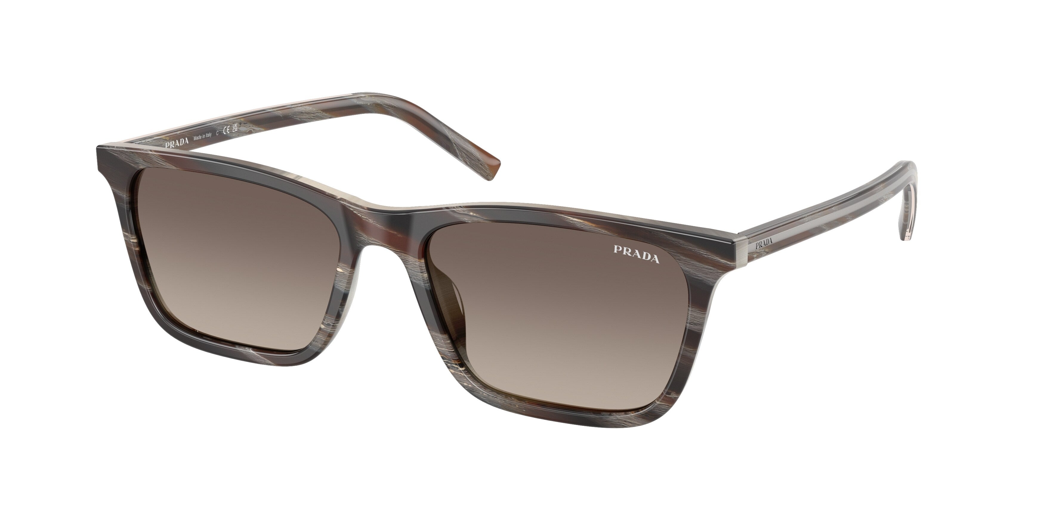 Prada Uomo Prada PR D19S 23P30S Occhiali da sole Acetato Marrone Grigio Squadrata Normale Sfumato