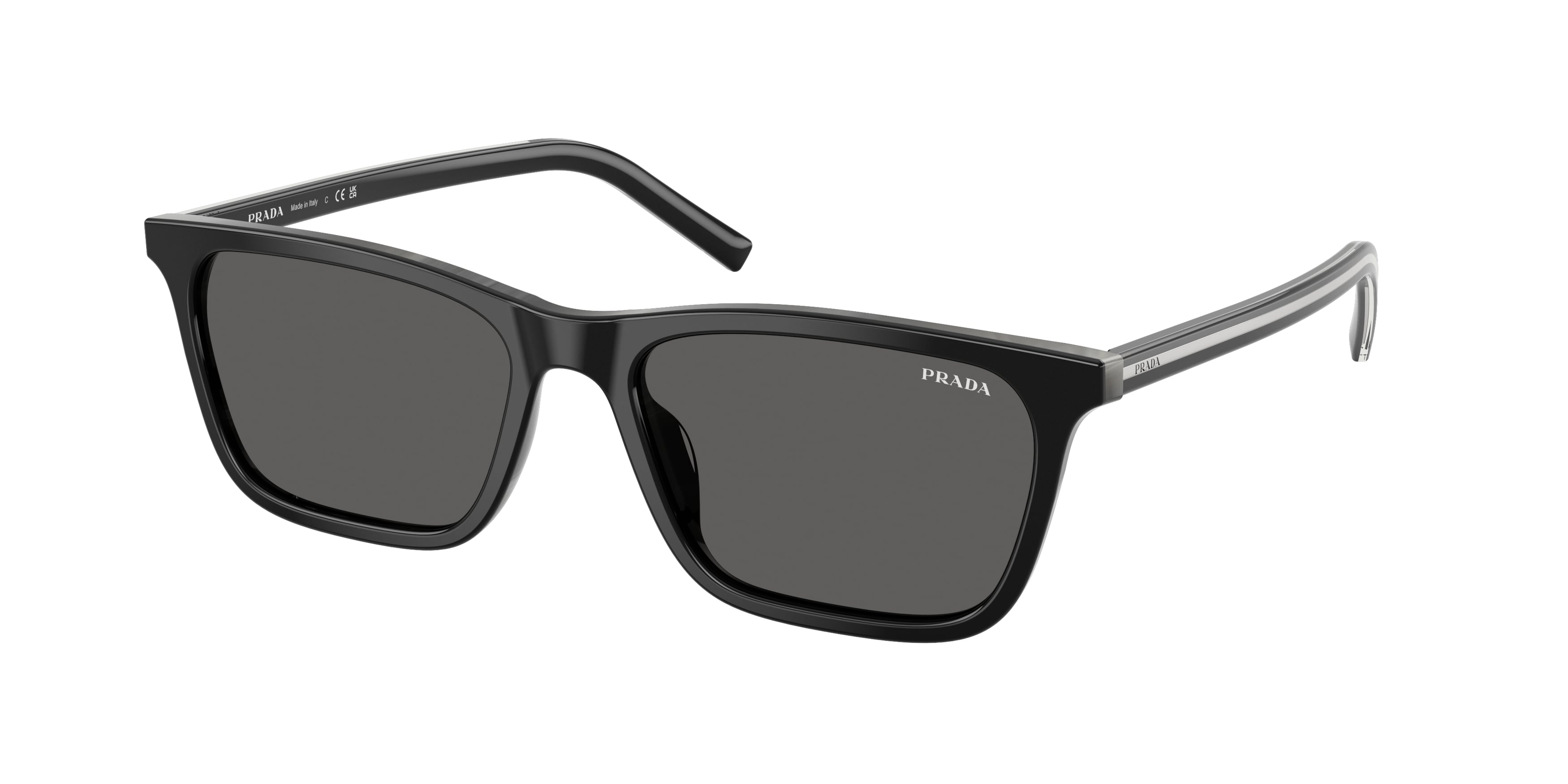 Prada Uomo Prada PR D19S 29O20Z Occhiali da sole Acetato Nero Grigio Squadrata Normale