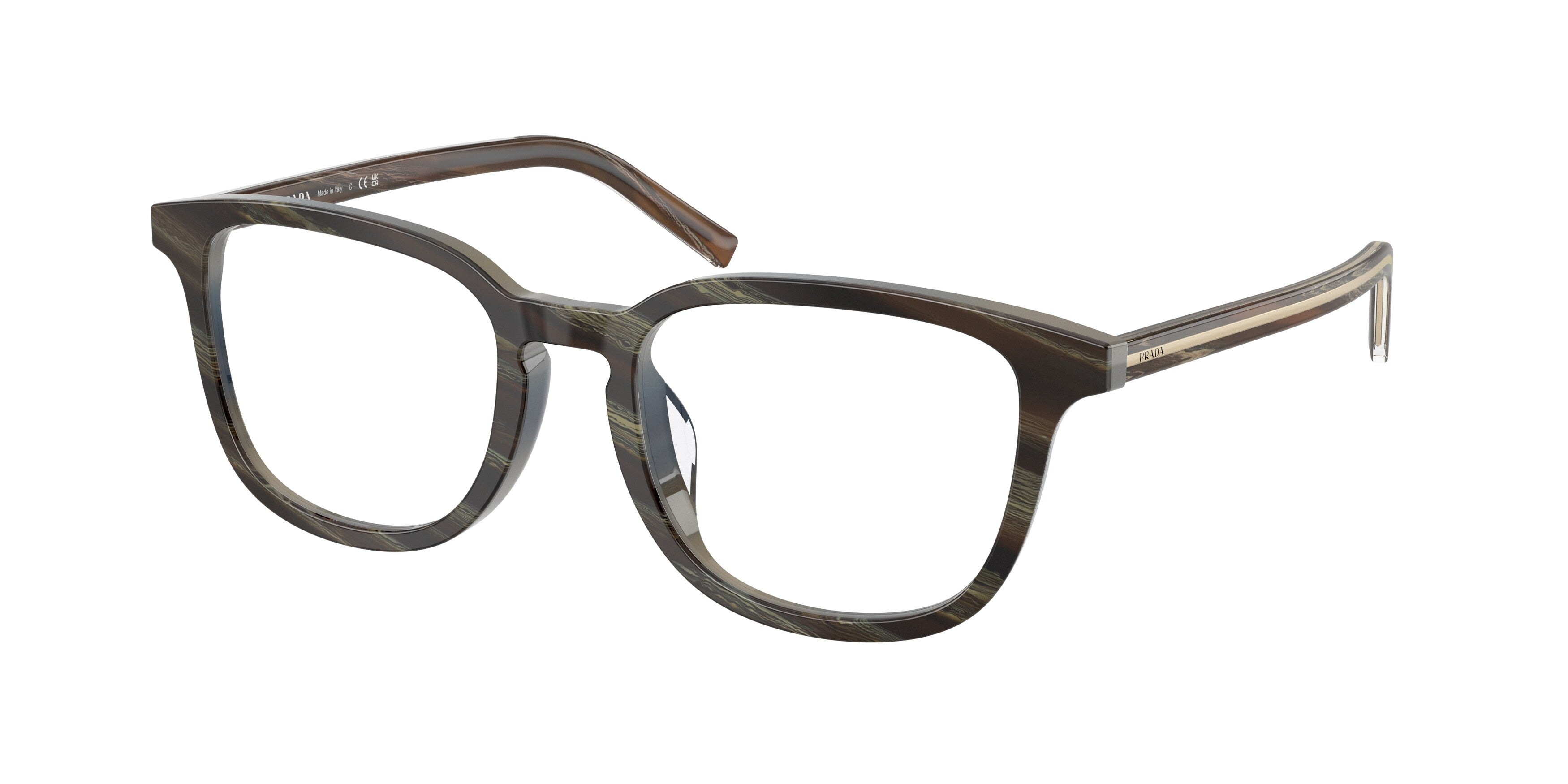 Prada Uomo Prada PR D21VD 24P1O1 Montature da vista Acetato Marrone Trasparente Pillow Normale Prada Uomo Prada PR D21VD 24P1O1 Montature da vista Acetato Marrone Trasparente Pillow Normale