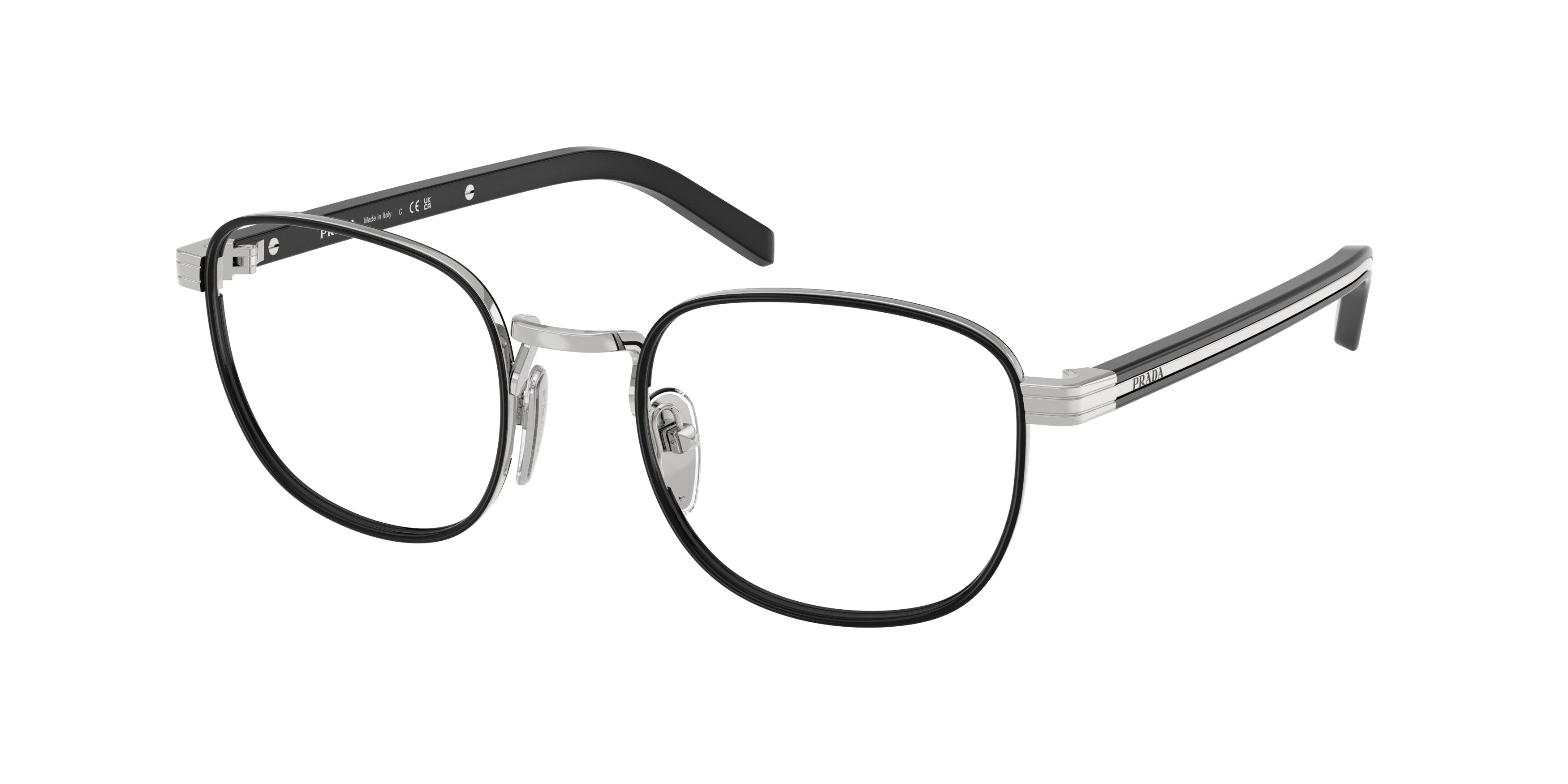 Prada Uomo Prada PR D50V 1BC1O1 Montature da vista Metallo Argento Trasparente Pantos Normale