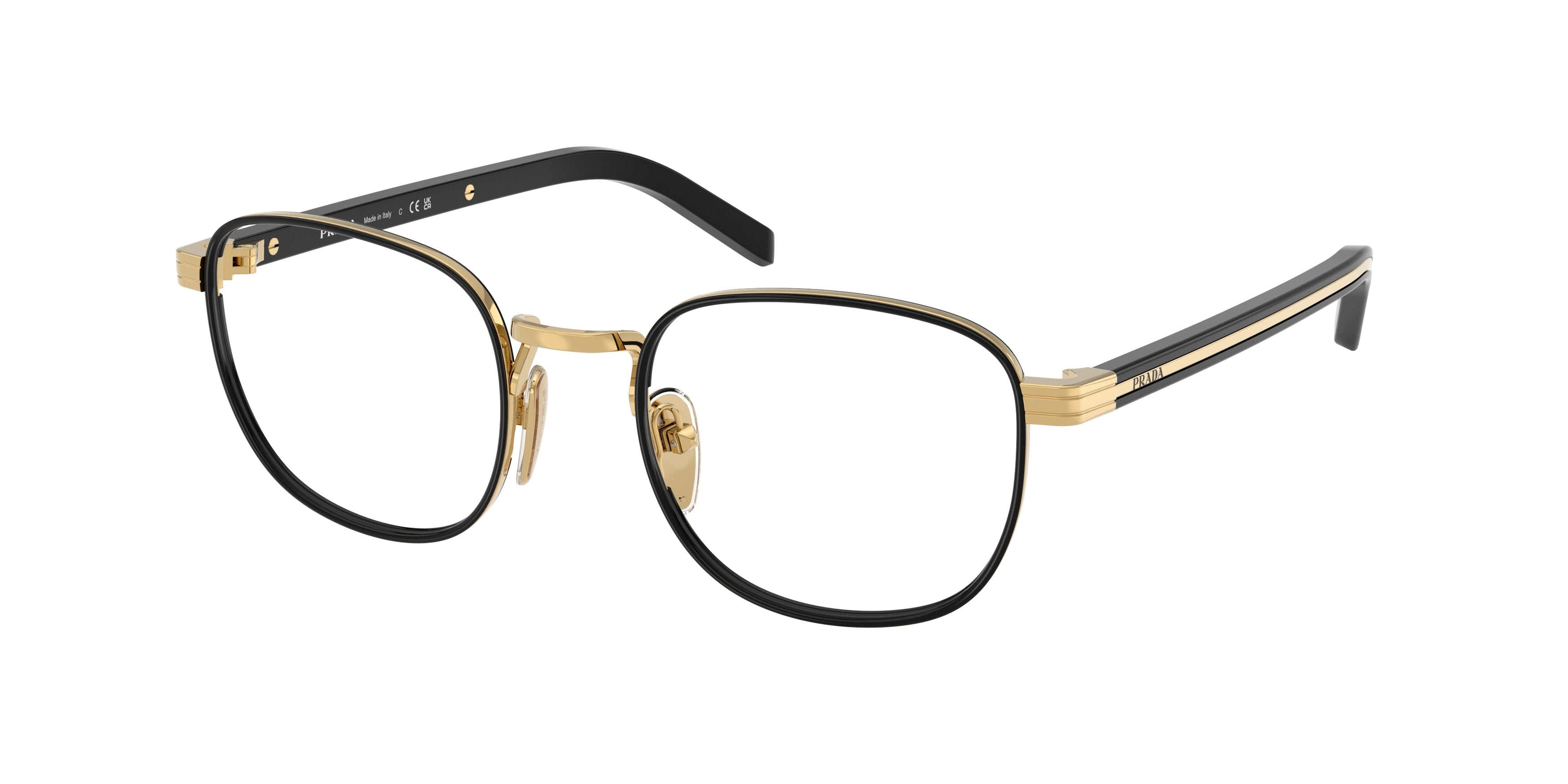 Prada Uomo Prada PR D50V 5AK1O1 Montature da vista Metallo Nero Trasparente Pantos Normale Prada Uomo Prada PR D50V 5AK1O1 Montature da vista Metallo Nero Trasparente Pantos Normale