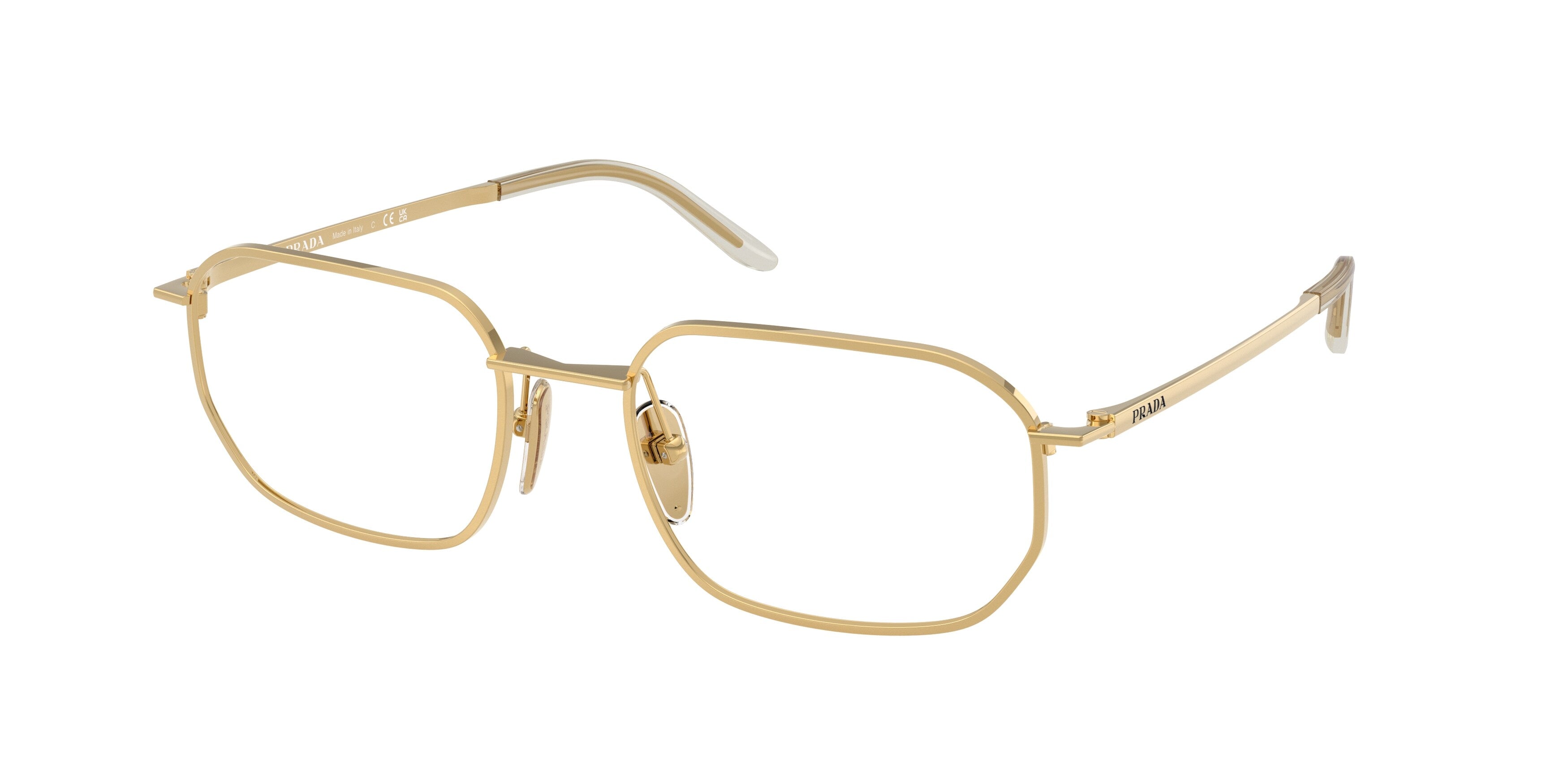 Prada Uomo Prada PR D51V 5AK1O1 Montature da vista Metallo Oro Trasparente Geometrica Normale