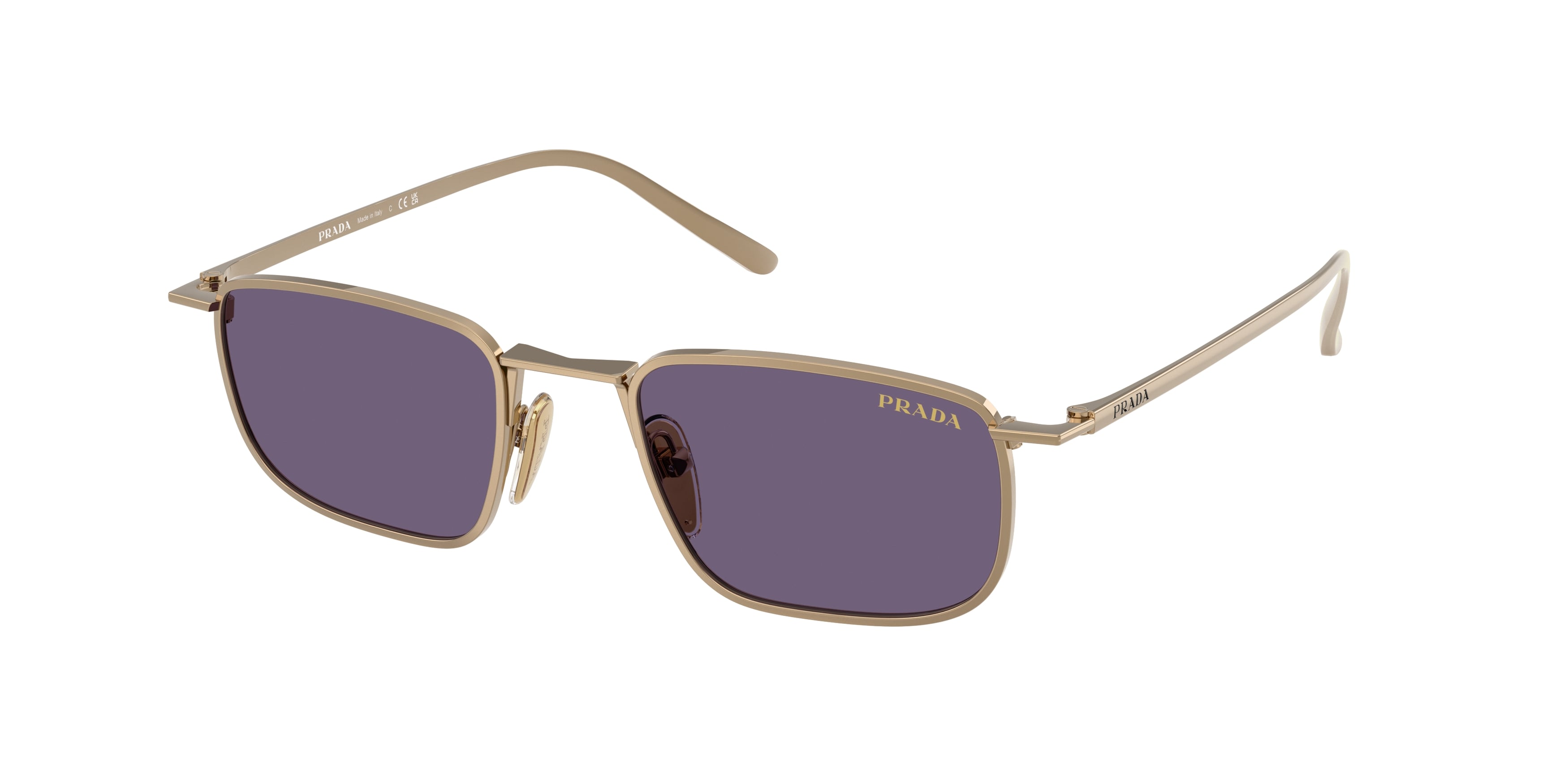 Prada Uomo Prada PR D52S 7OE70W Occhiali da sole Metallo Marrone Viola Pillow Normale