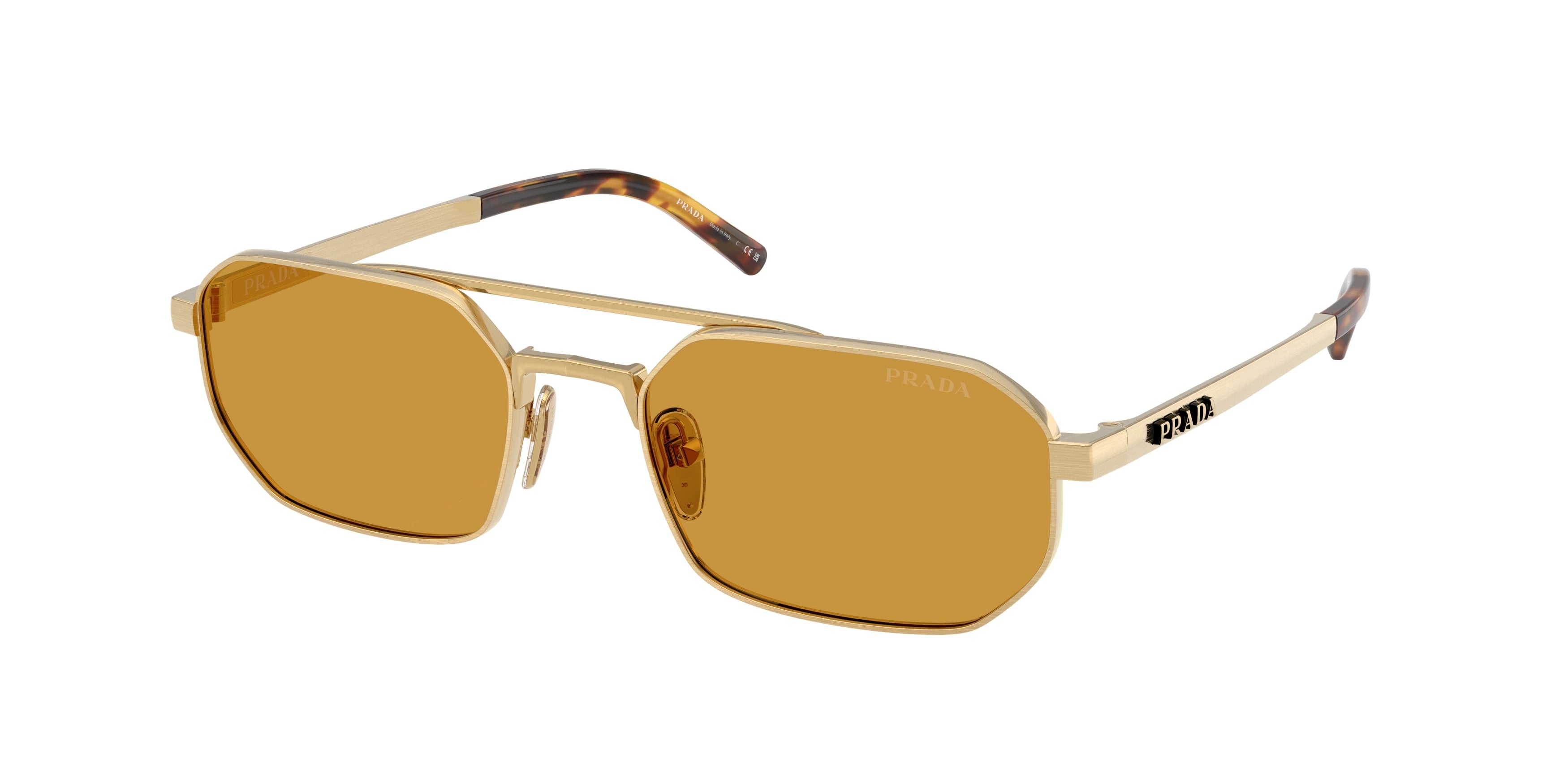 Prada Uomo Prada PR D53S 24J50P Occhiali da sole Metallo Oro Marrone Geometrica Normale Prada Uomo Prada PR D53S 24J50P Occhiali da sole Metallo Oro Marrone Geometrica Normale