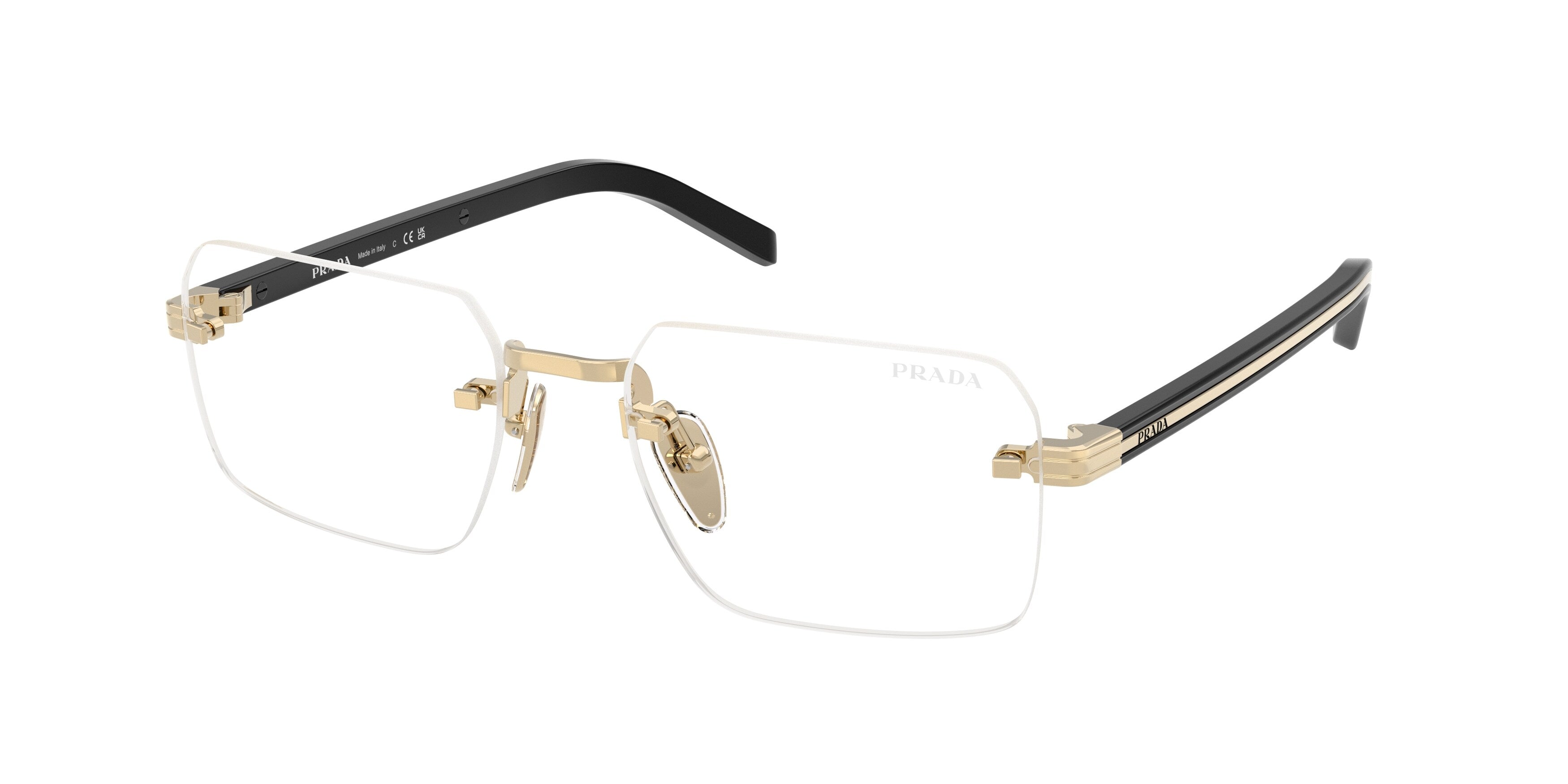 Prada Uomo Prada PR D55S ZVN10W Occhiali da sole Metallo Oro Trasparente Squadrata Normale